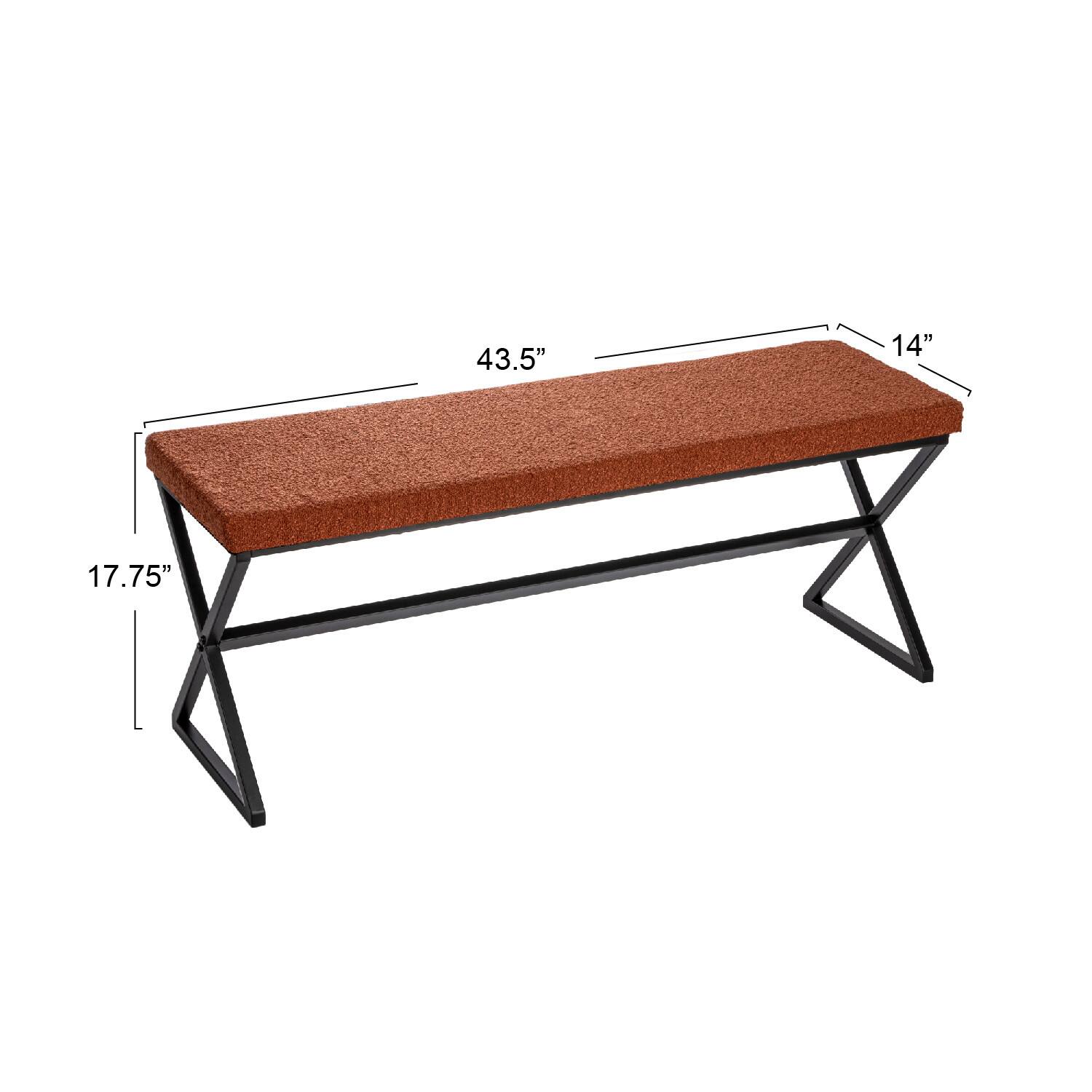 Household Essentials Harper 46.5" Metal & Boucle Bench