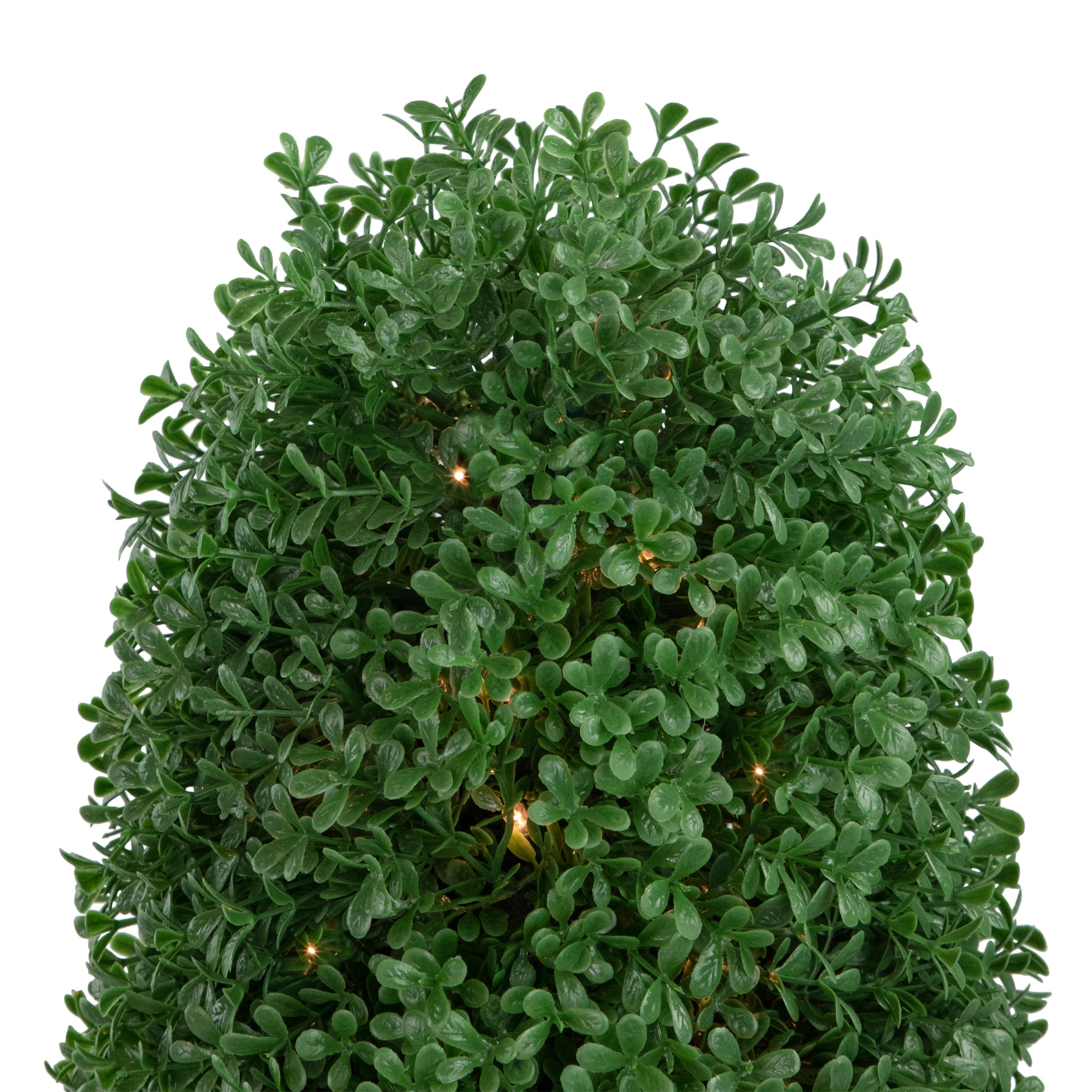 18" Pre-Lit Artificial Boxwood Cone Topiary Tree with Round Pot, Clear Lights