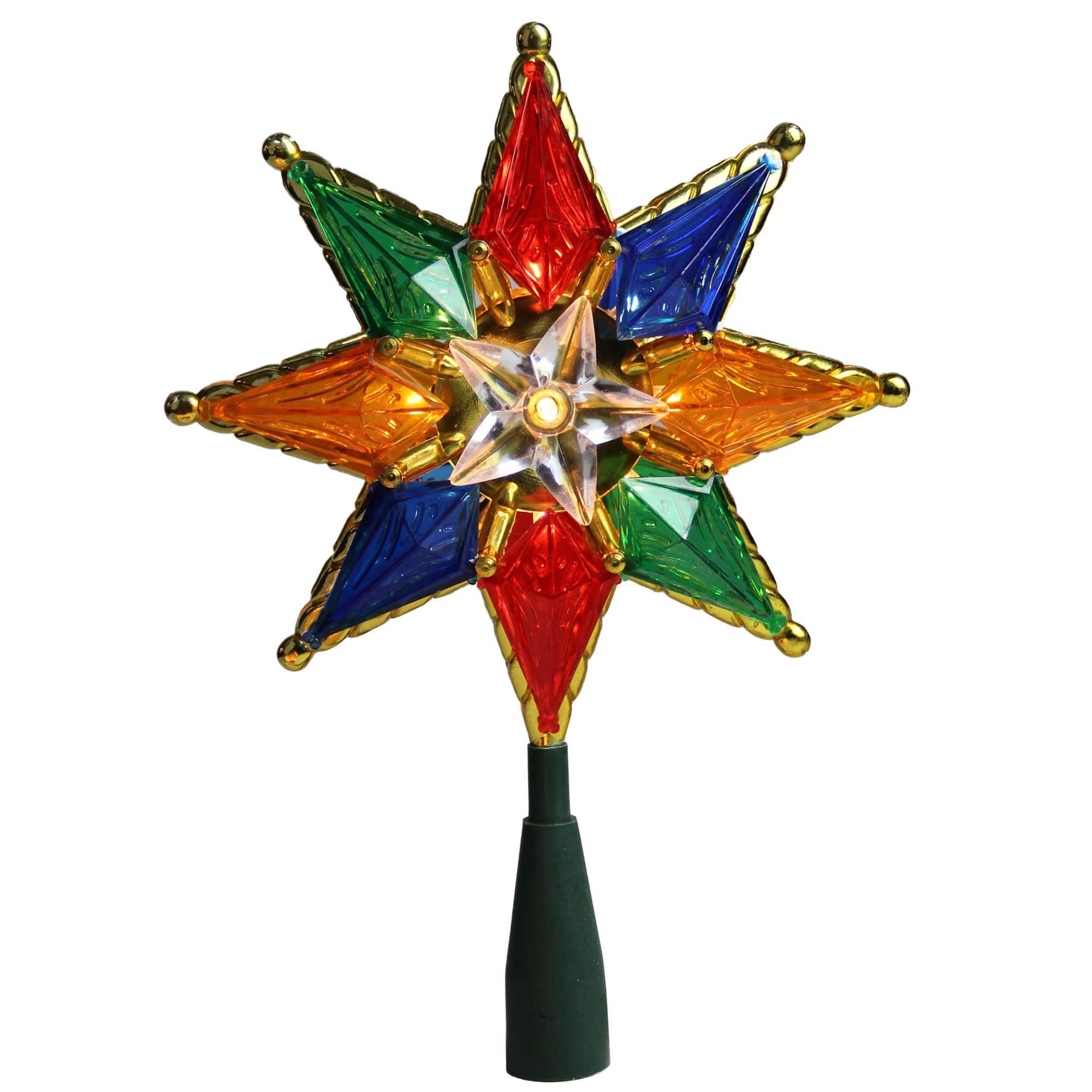 8&#x22; Lighted Multi Color 8-Point Star Tree Topper