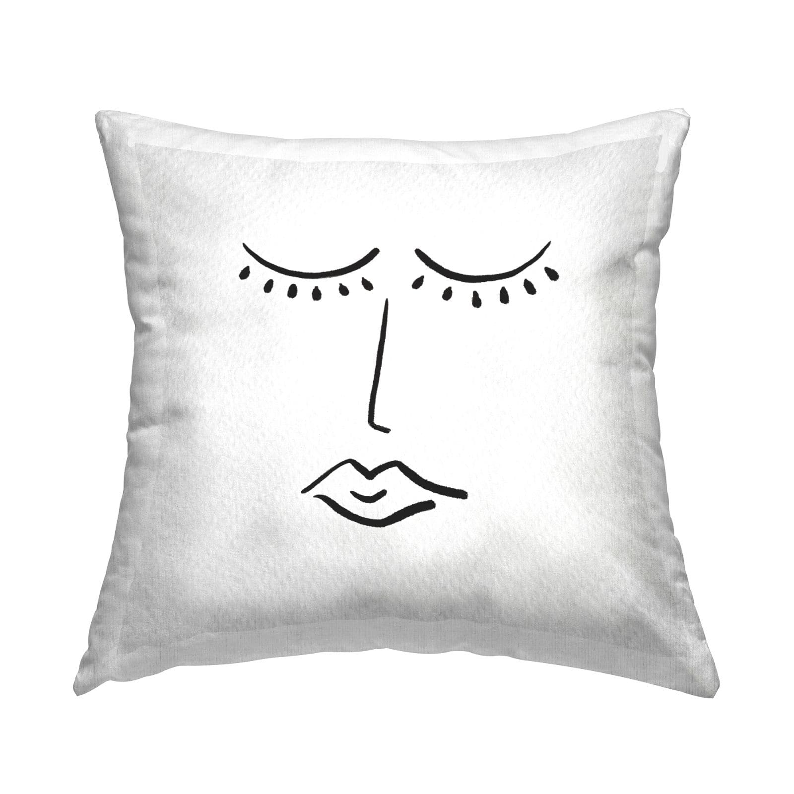 Stupell Industries Closed Eye Face Minimal Boho Design Throw Pillow, 18" x 18"