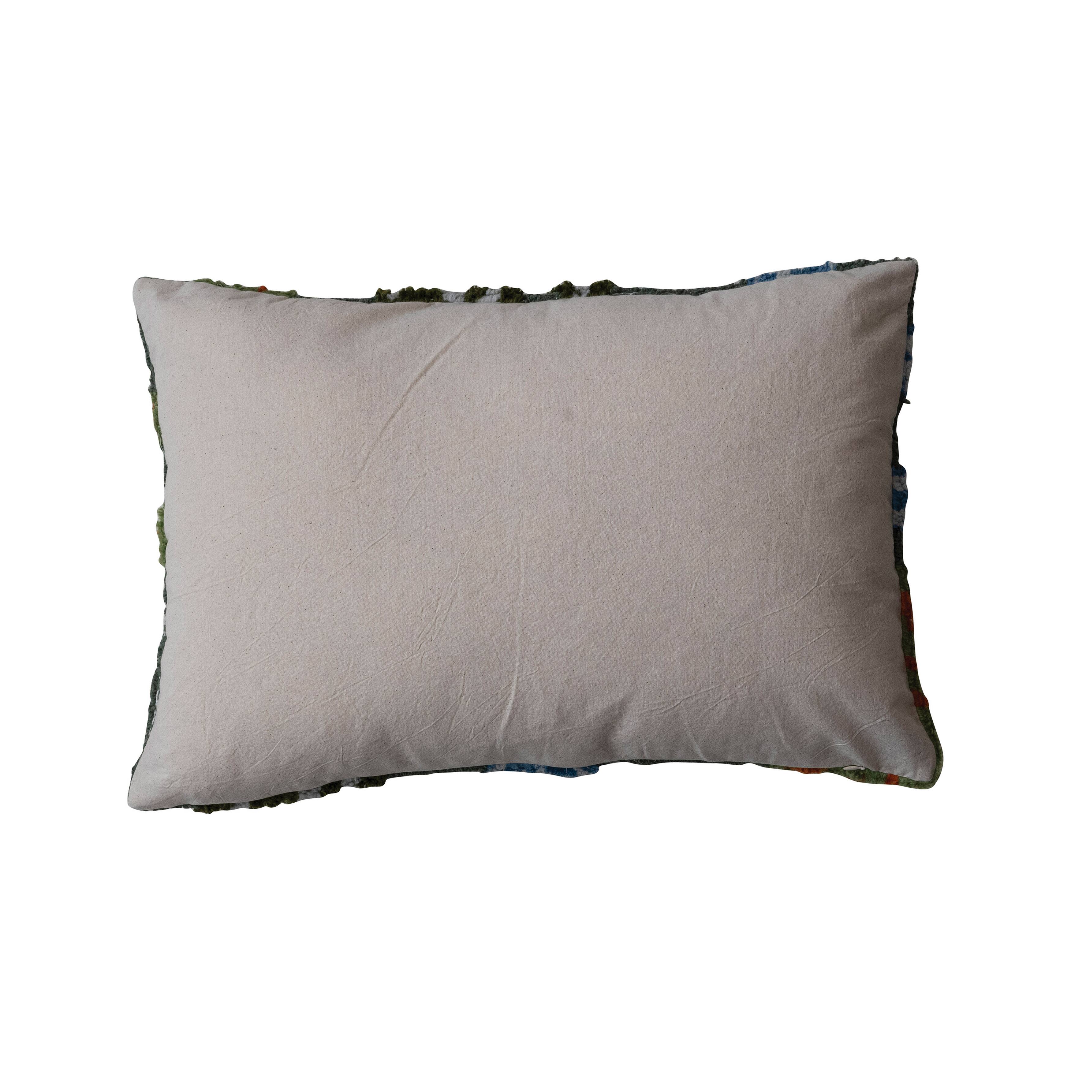 Hello Honey&#xAE; 24&#x22; x 16&#x22; Green Multicolor Tufted Fabric Lumbar Pillow
