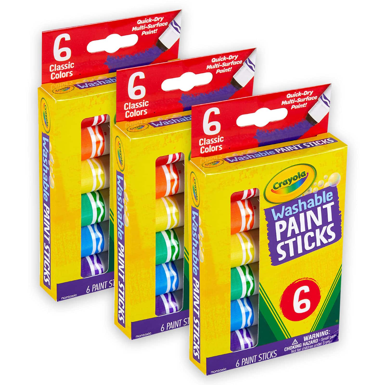 Crayola® Washable Paint Sticks, 3 Packs of 6