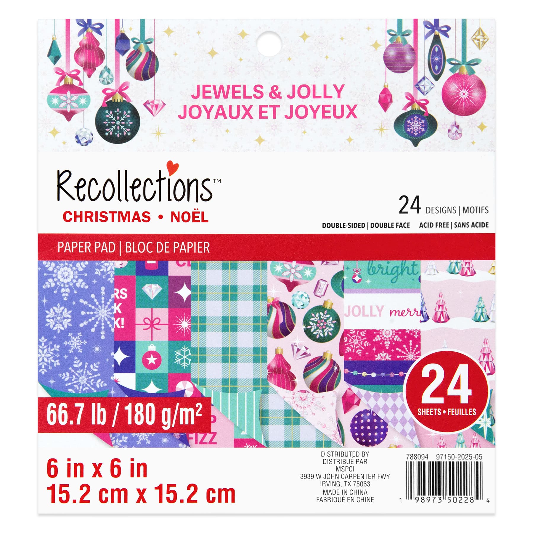6&#x22; x 6&#x22; Jewels &#x26; Jolly Double-Sided Paper Pad, 24 Sheets by Recollections&#x2122;