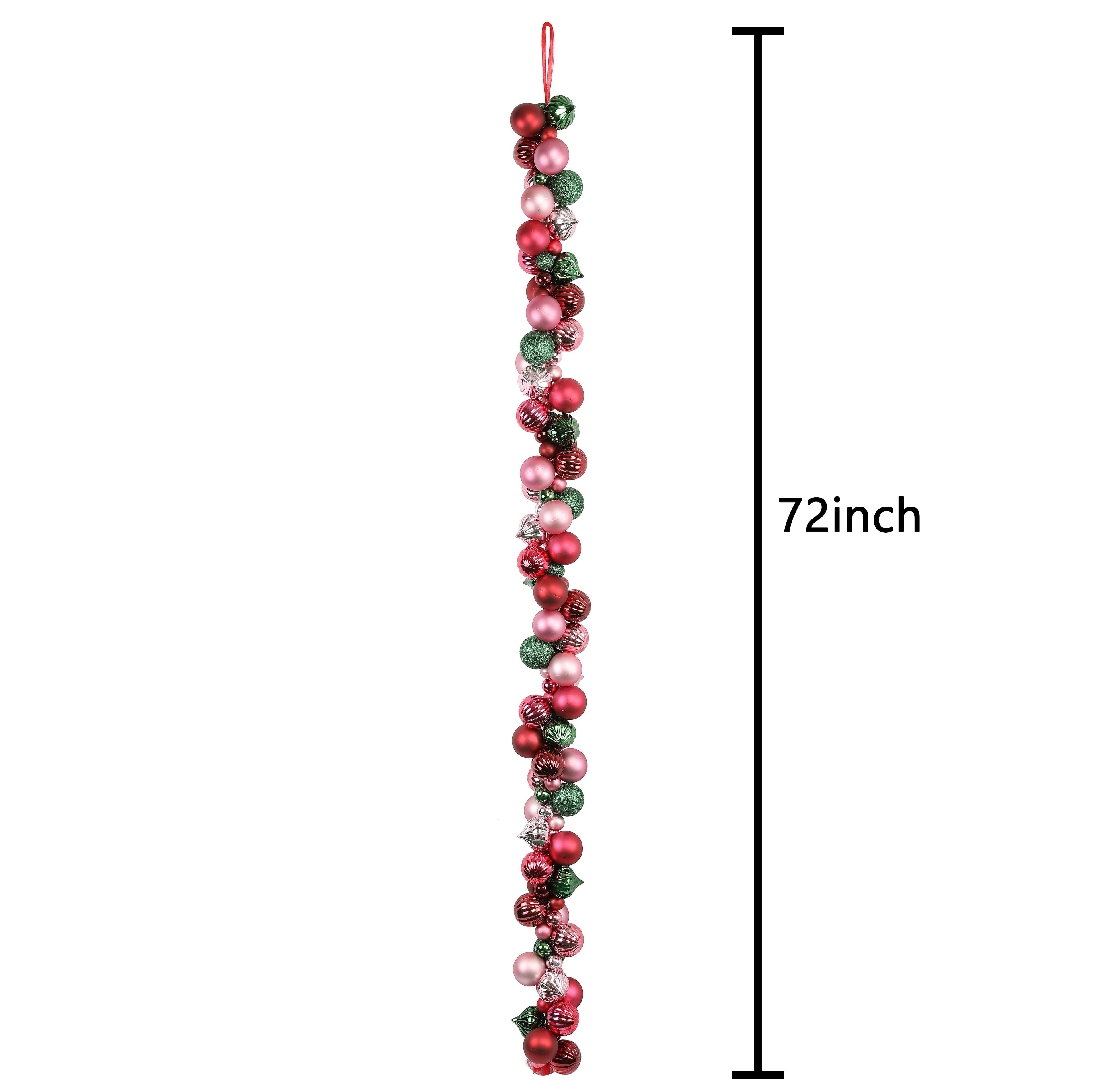 6ft. Burgundy &#x26; Green Shatterproof Ball Ornament Garland by Ashland&#xAE;