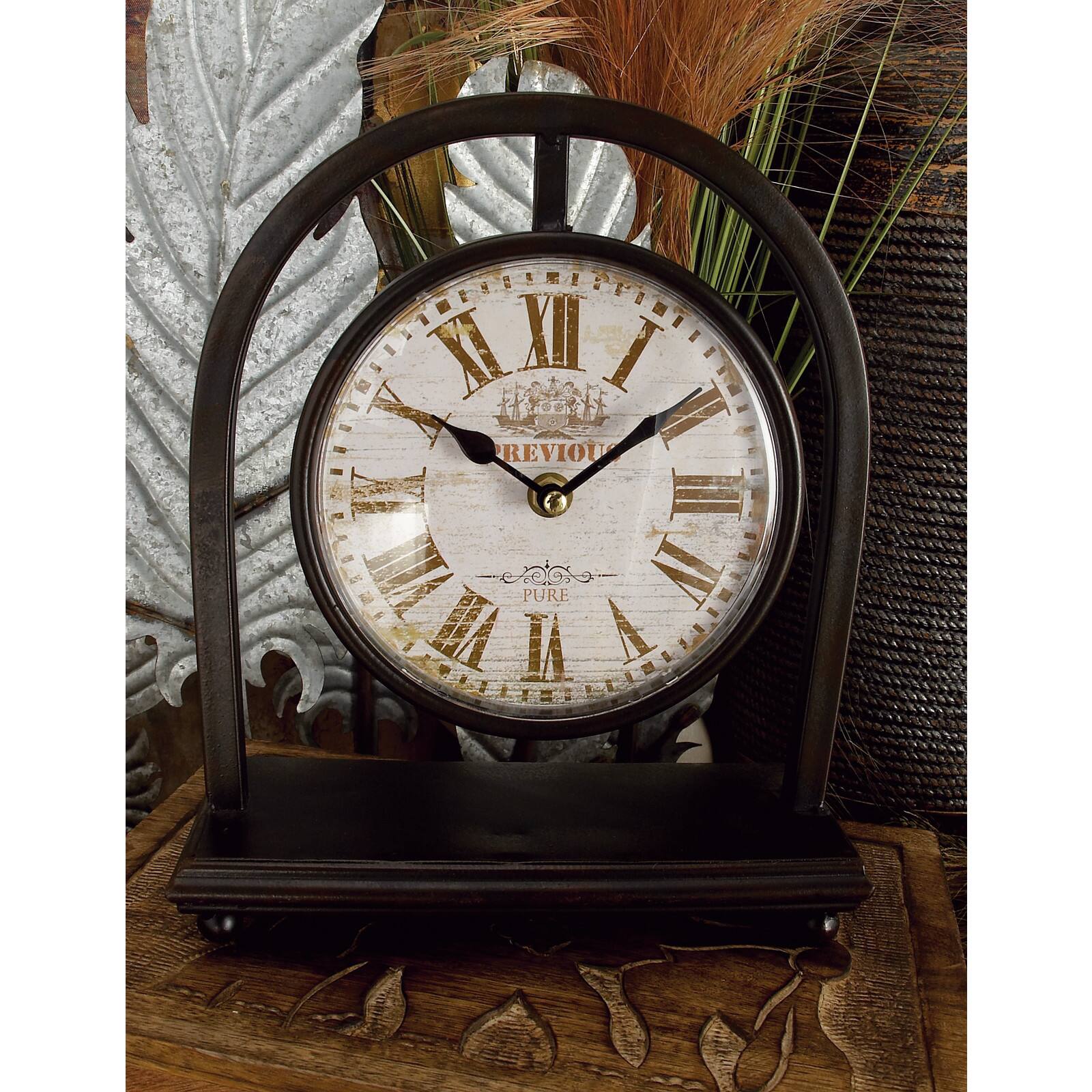 11&#x22; Black Metal Vintage Hanging Clock Set