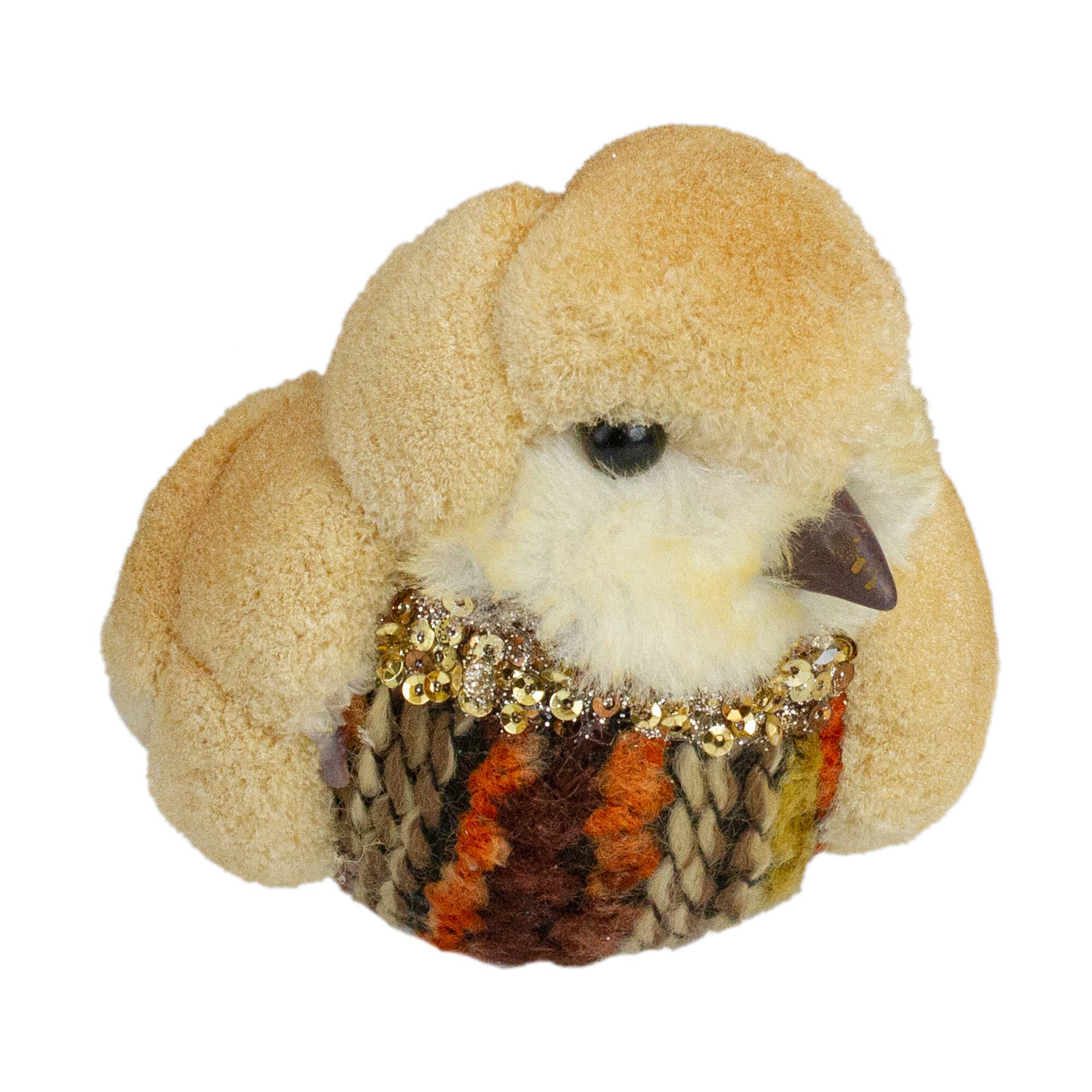 8.5&#x22; Orange &#x26; Brown Autumn Harvest Tabletop Bird With Sequins