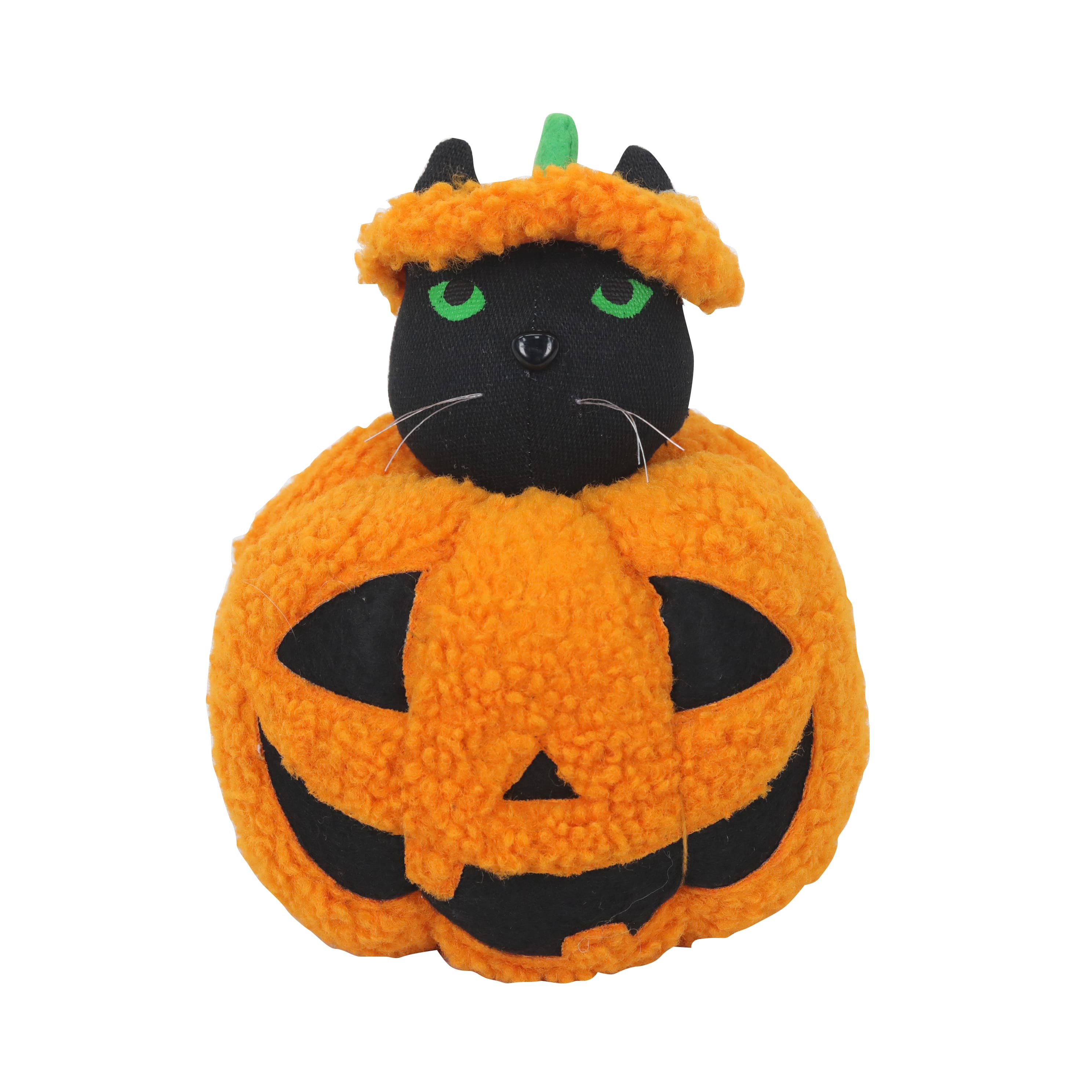 7.25&#x22; Stuffed Black Cat Jack-o&#x27;-Lantern Tabletop D&#xE9;cor by Ashland&#xAE;