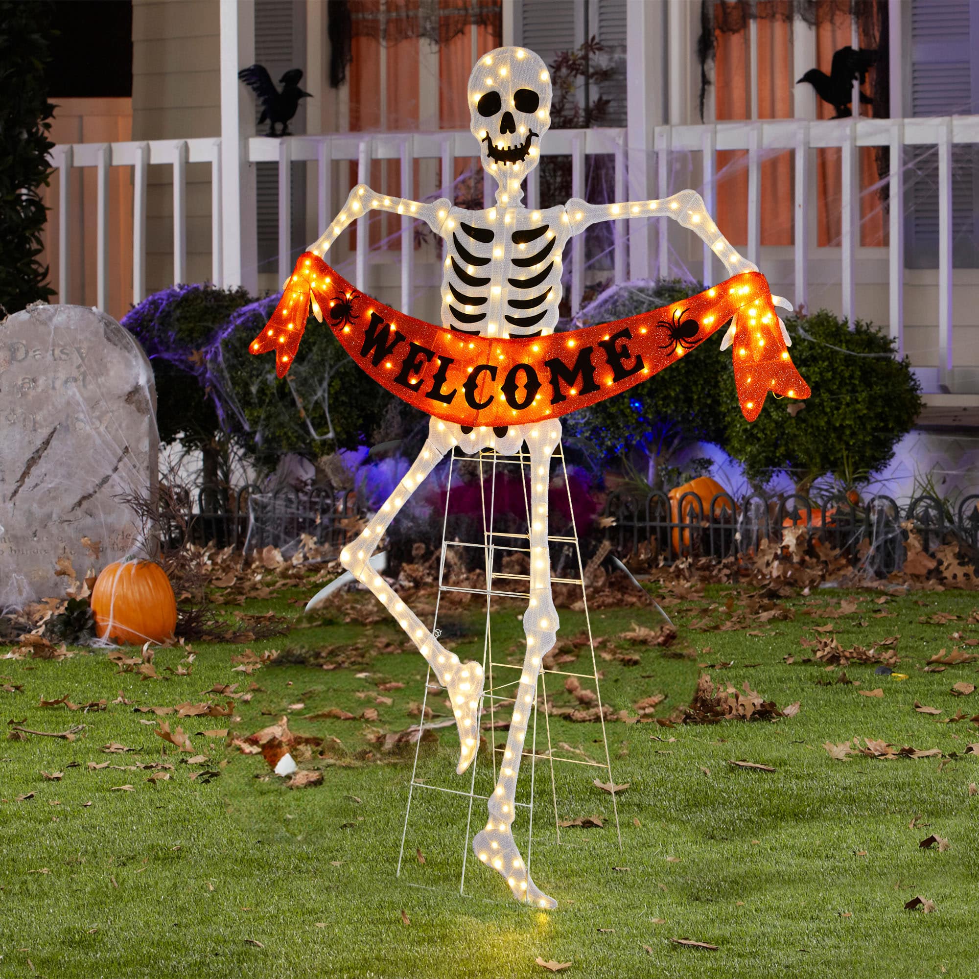Glitzhome&#xAE; 86.25&#x22;H Lighted Halloween 2.5D Skeleton Outdoor Decor