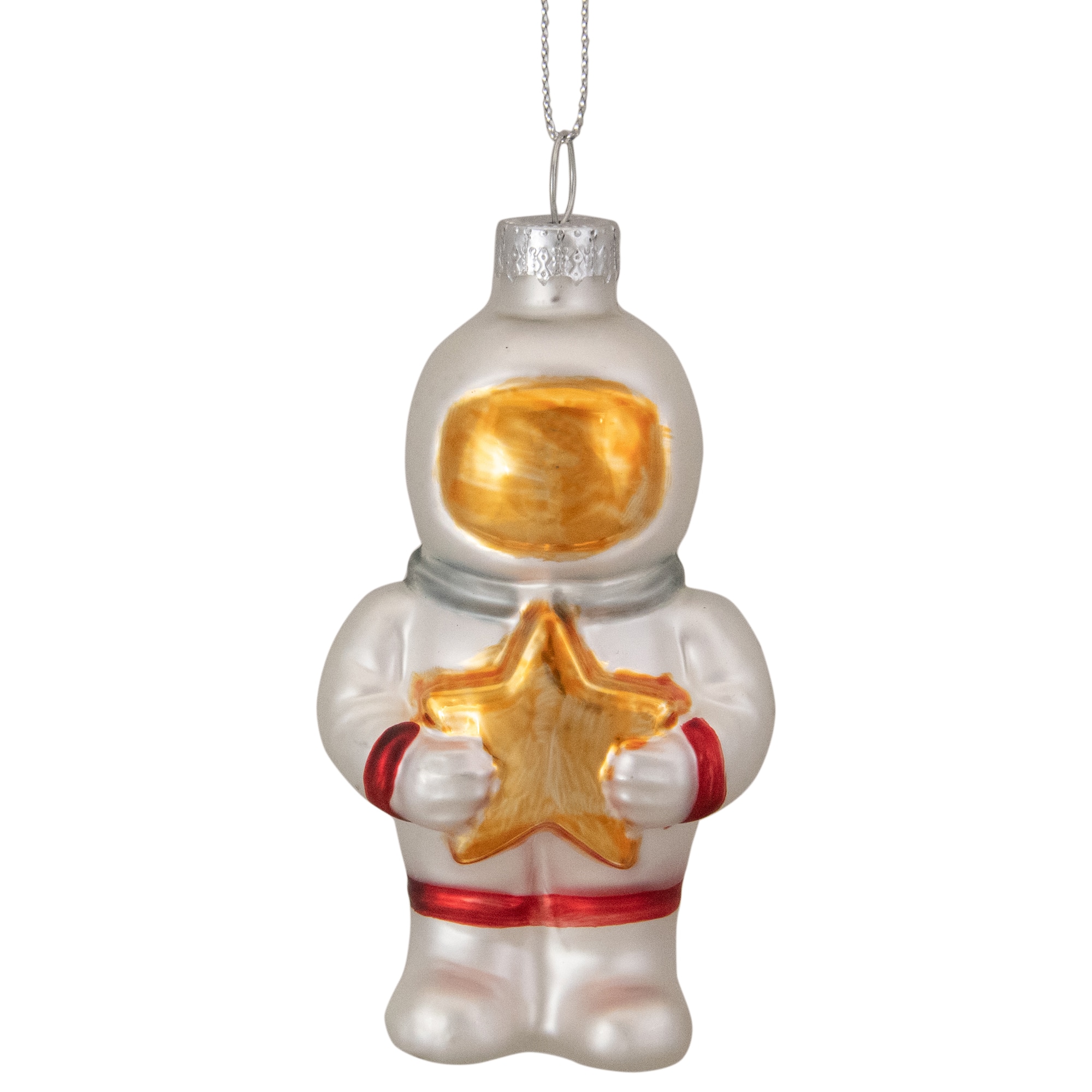3.5" White & Gold Glass Astronaut Christmas Ornament