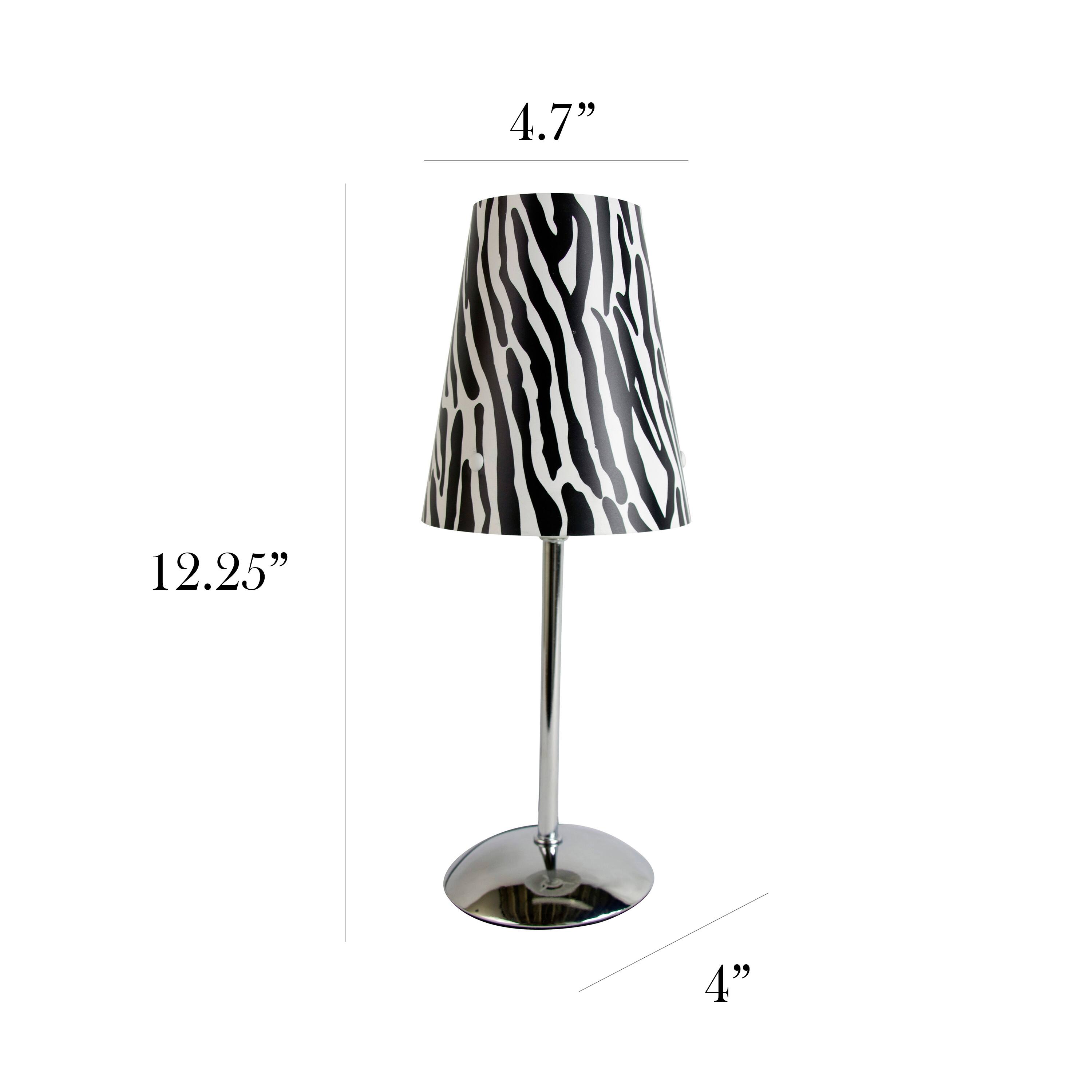 LimeLights 12.5" Silver Plastic Zebra Print Table Lamp