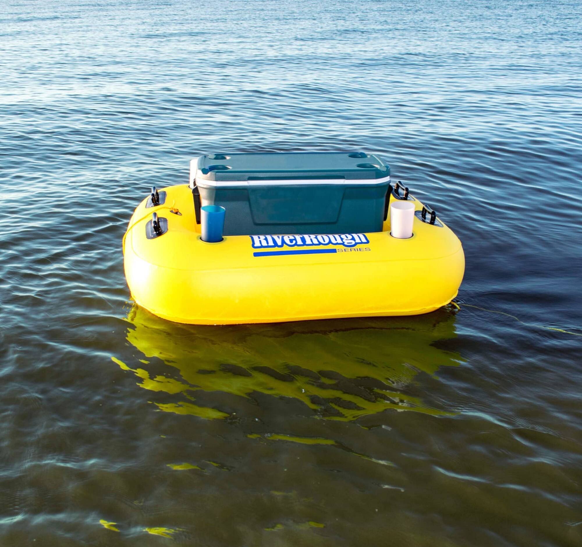 55&#x22; Inflatable Yellow &#x26; Black Swimming Pool Cooler Raft Float