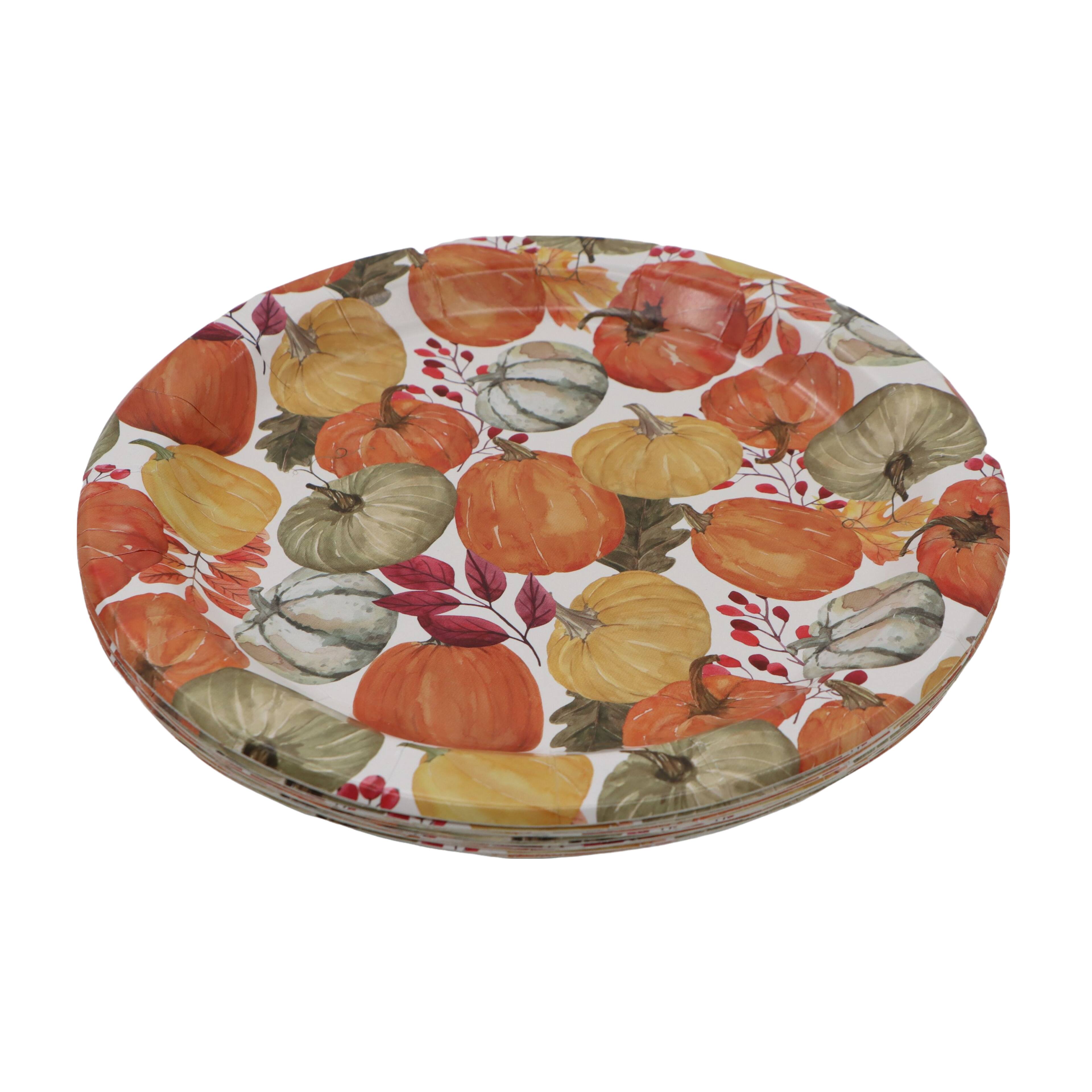 7&#x22; Pumpkin Toss Paper Salad Plates, 12ct. by Celebrate It&#x2122;