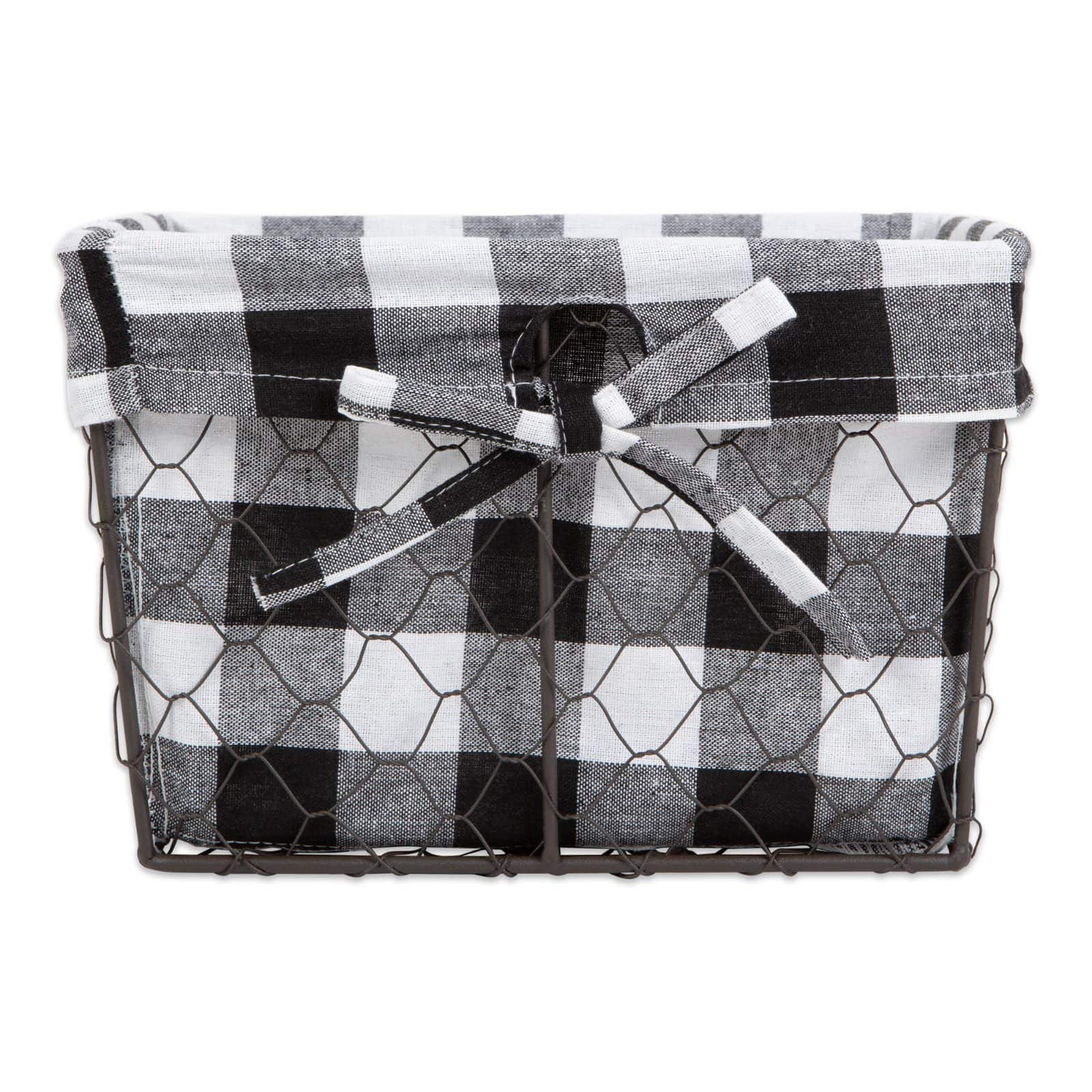 DII&#xAE; Black &#x26; White Checkered Chicken Wire Basket Set