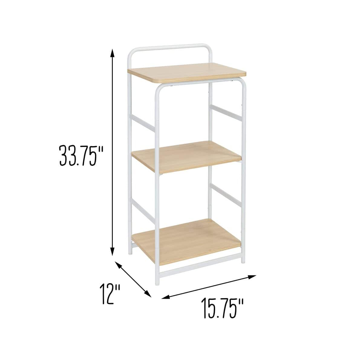 Honey Can Do 33&#x22; Small 3-Tier Wood &#x26; Metal Shelf