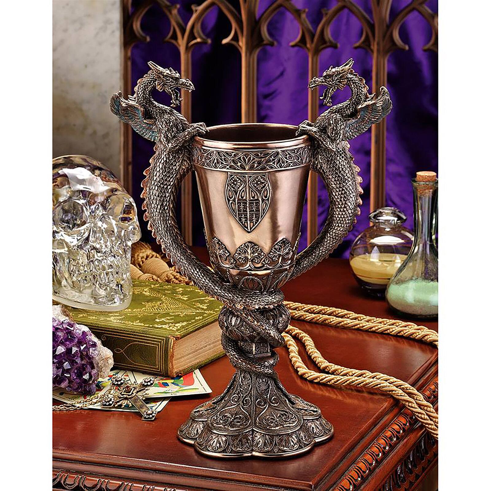 Design Toscano Shadowcrested Tomb Guardians Dragon Chalice