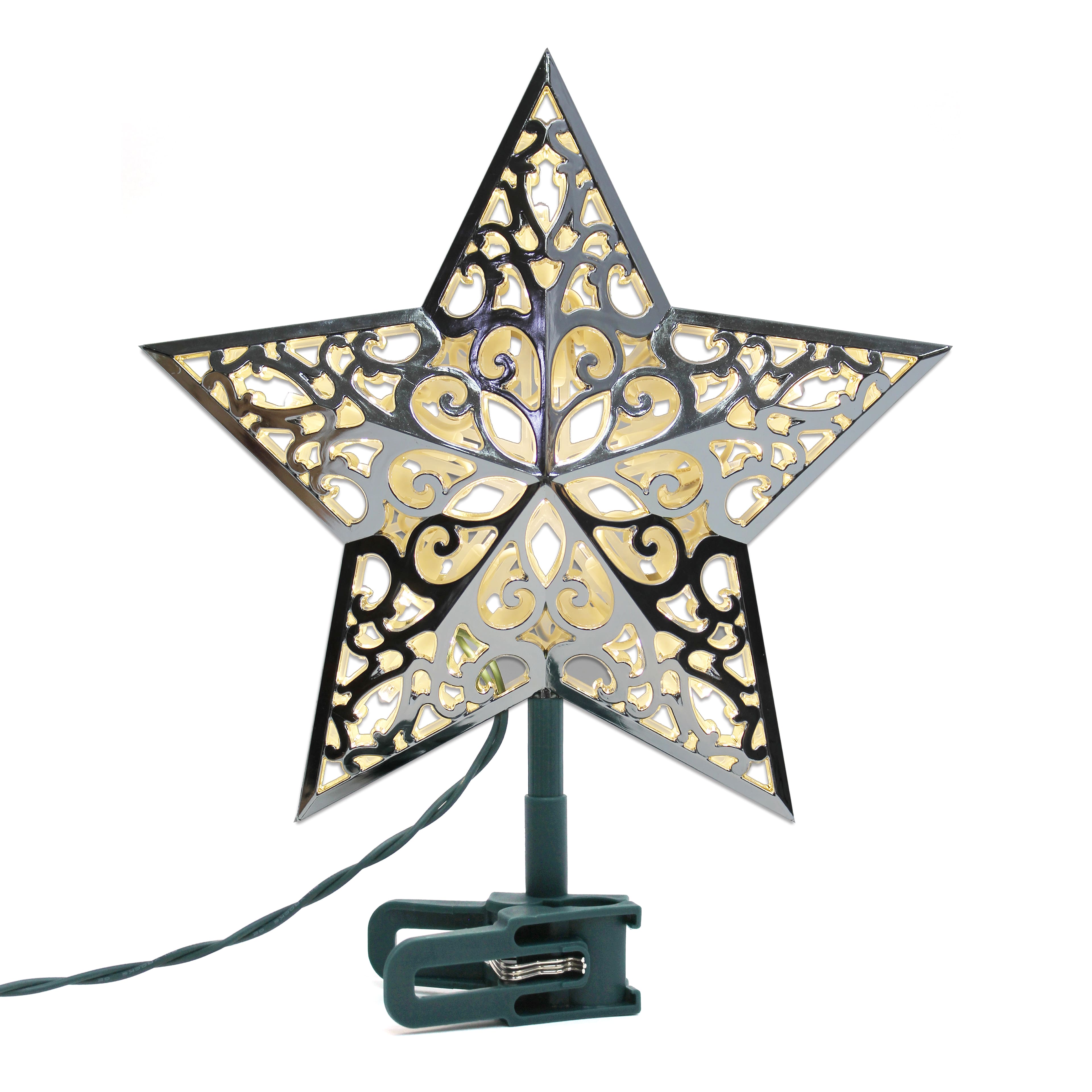 GE StayBright&#xAE; 20ct. Warm White LED Silver Star Tree Top