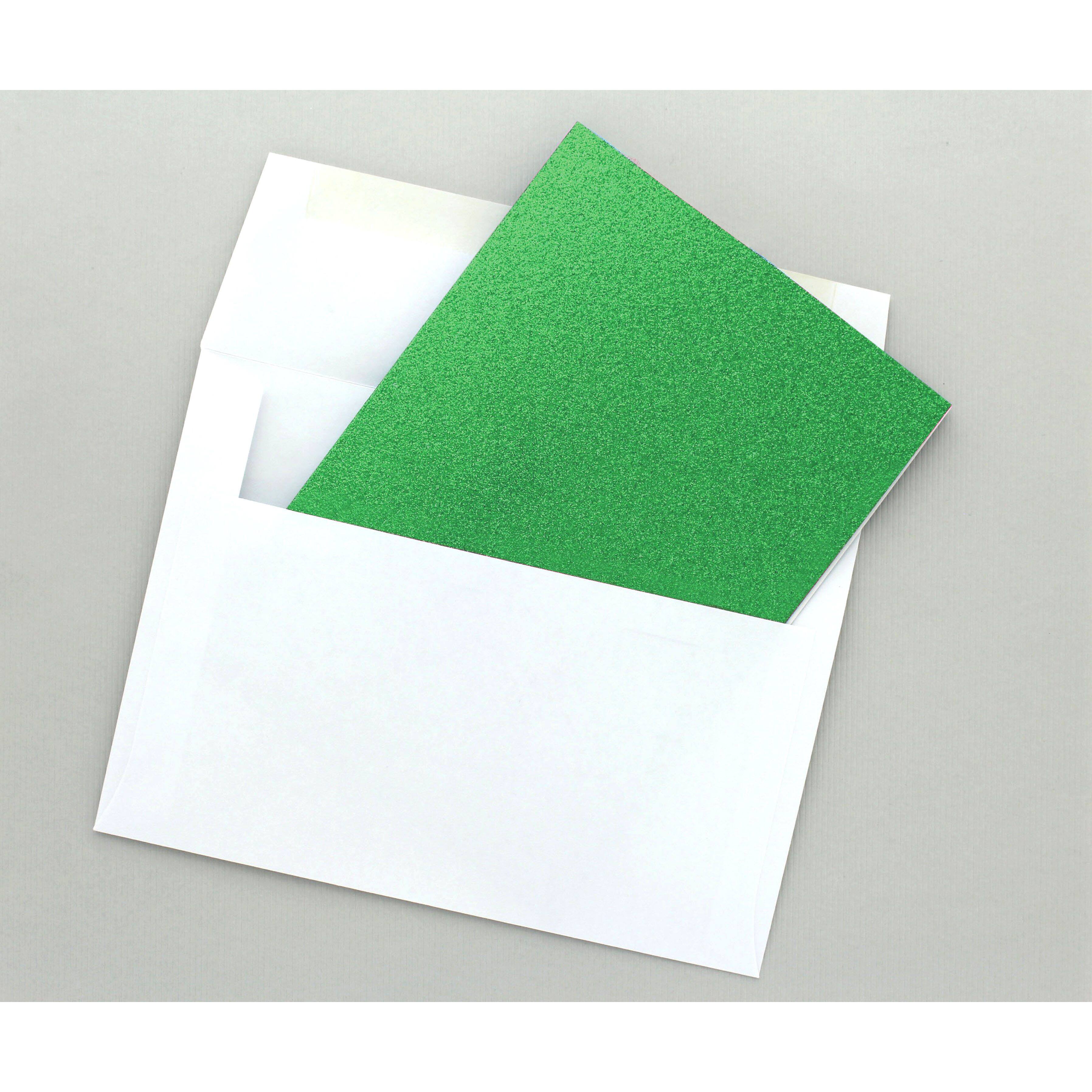PA Paper&#x2122; Accents 4.25&#x22; x 5.5&#x22; Green Glitter Cards &#x26; Envelopes, 12ct.