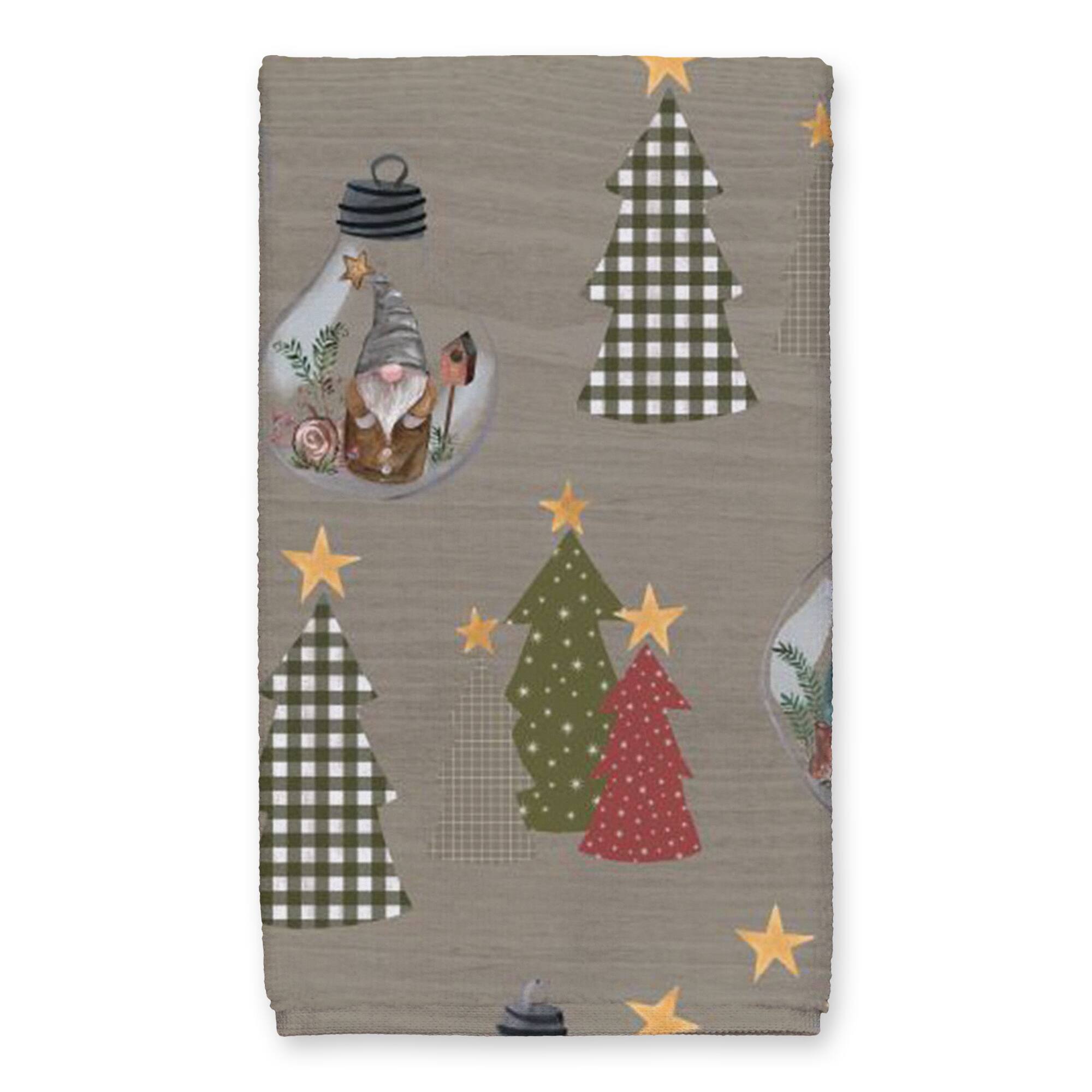 Good Tidings Gray Tree &#x26; Globe Pattern Tea Towel Set