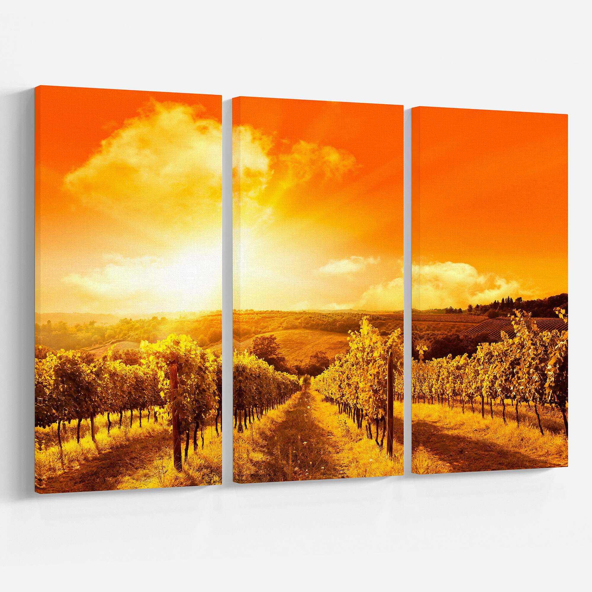Designart - Scenic Sunset Road in Italy - Large Landscape Canvas Art