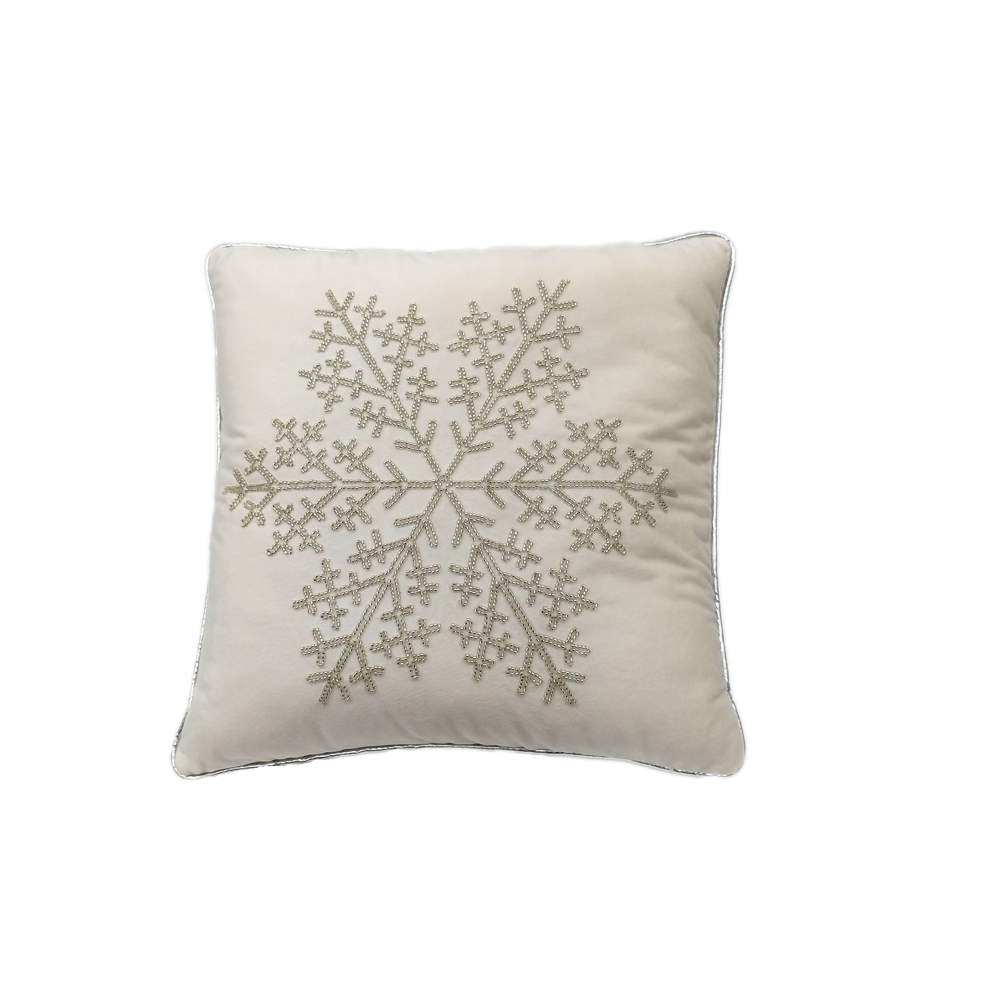 16&#x22; White &#x26; Silver Glitter Snowflake Throw Pillow by Ashland&#xAE;