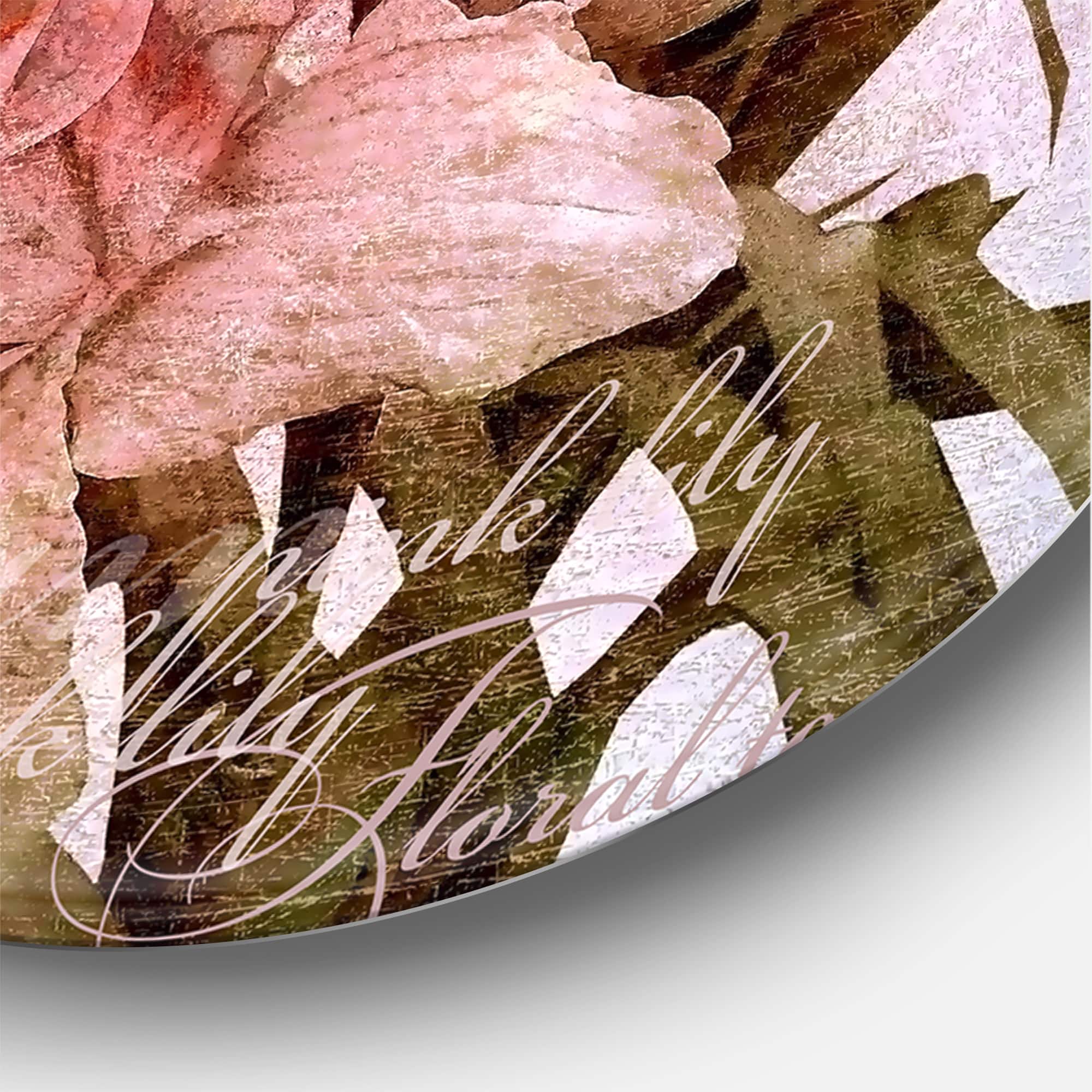 Designart - Vintage Flowers In Pastel Colours - Traditional Metal Circle Wall Art
