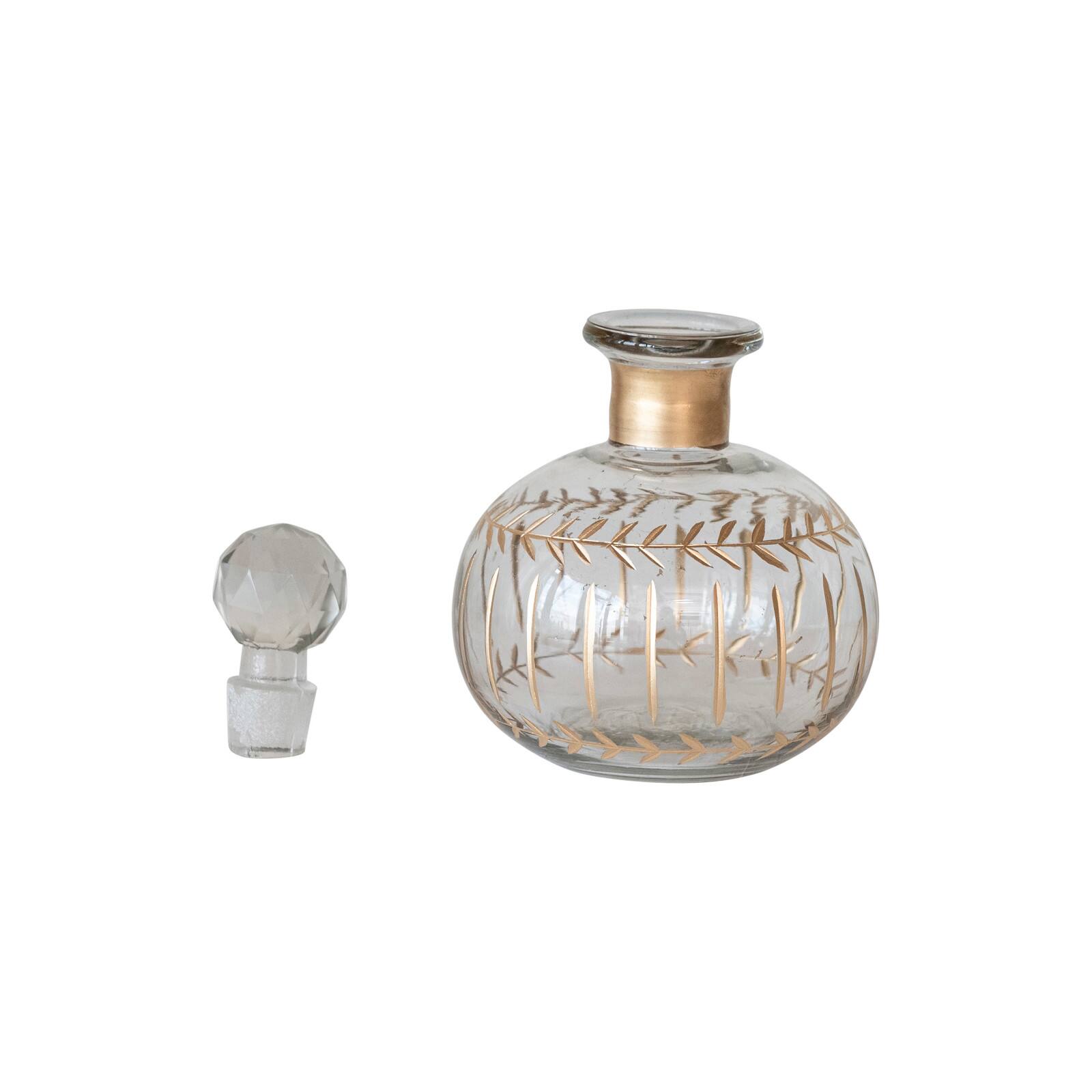 Hello Honey&#xAE; 10oz. Clear &#x26; Gold Etched Glass Mini Decanter