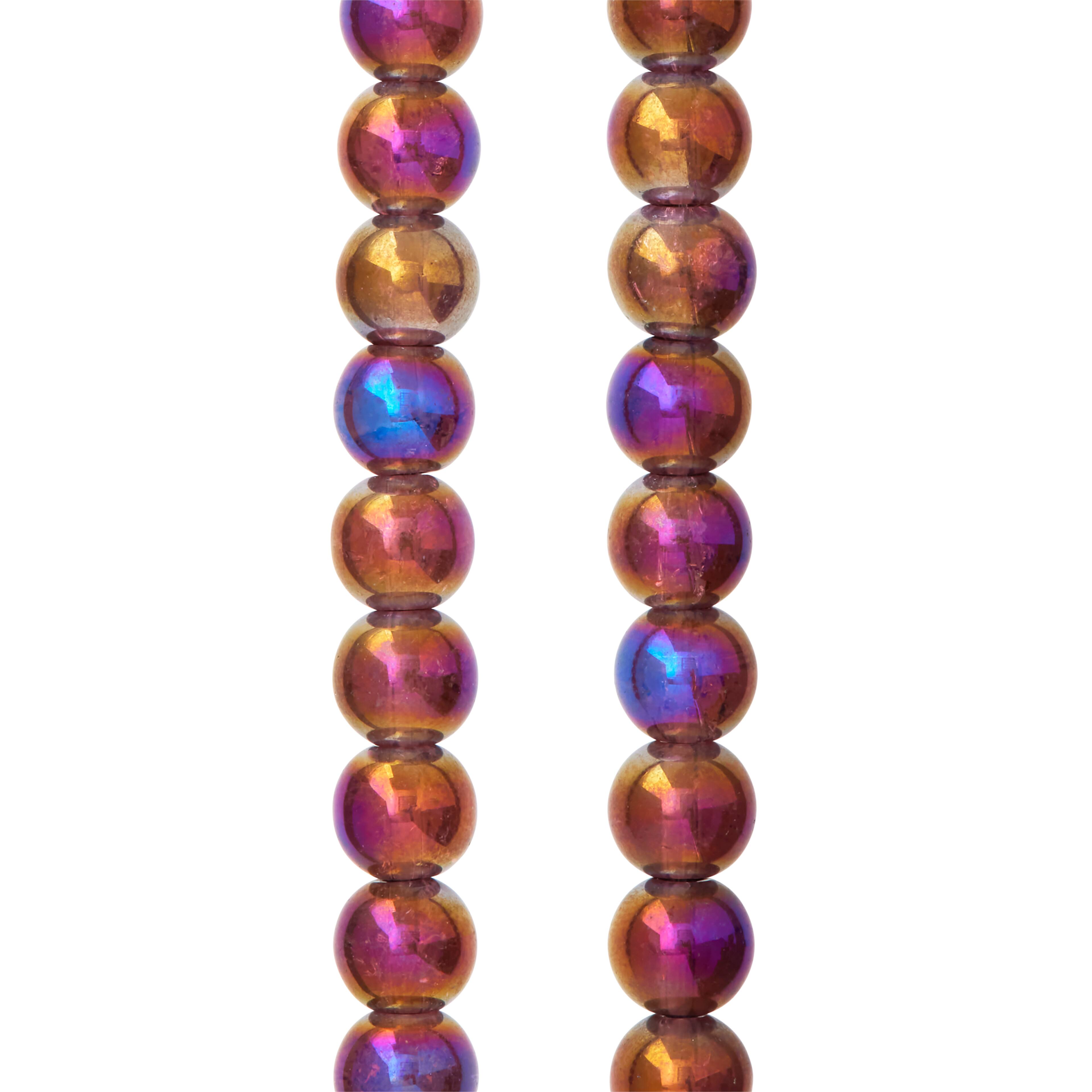 Handmade 8mm Colorful White Glass Crystal Beads Necklace Women's Fashion Jewelry 