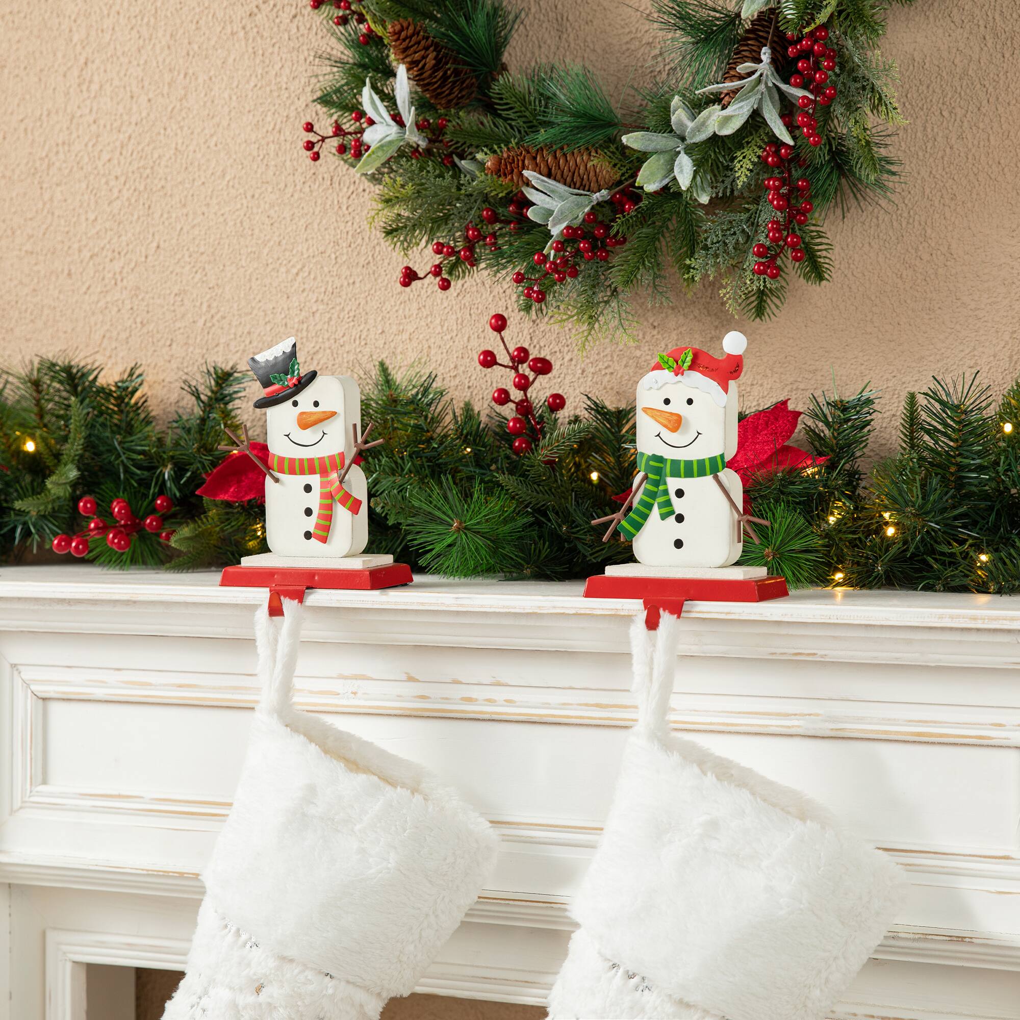 Glitzhome® 7.5" Christmas Snowman Stocking Holder Set