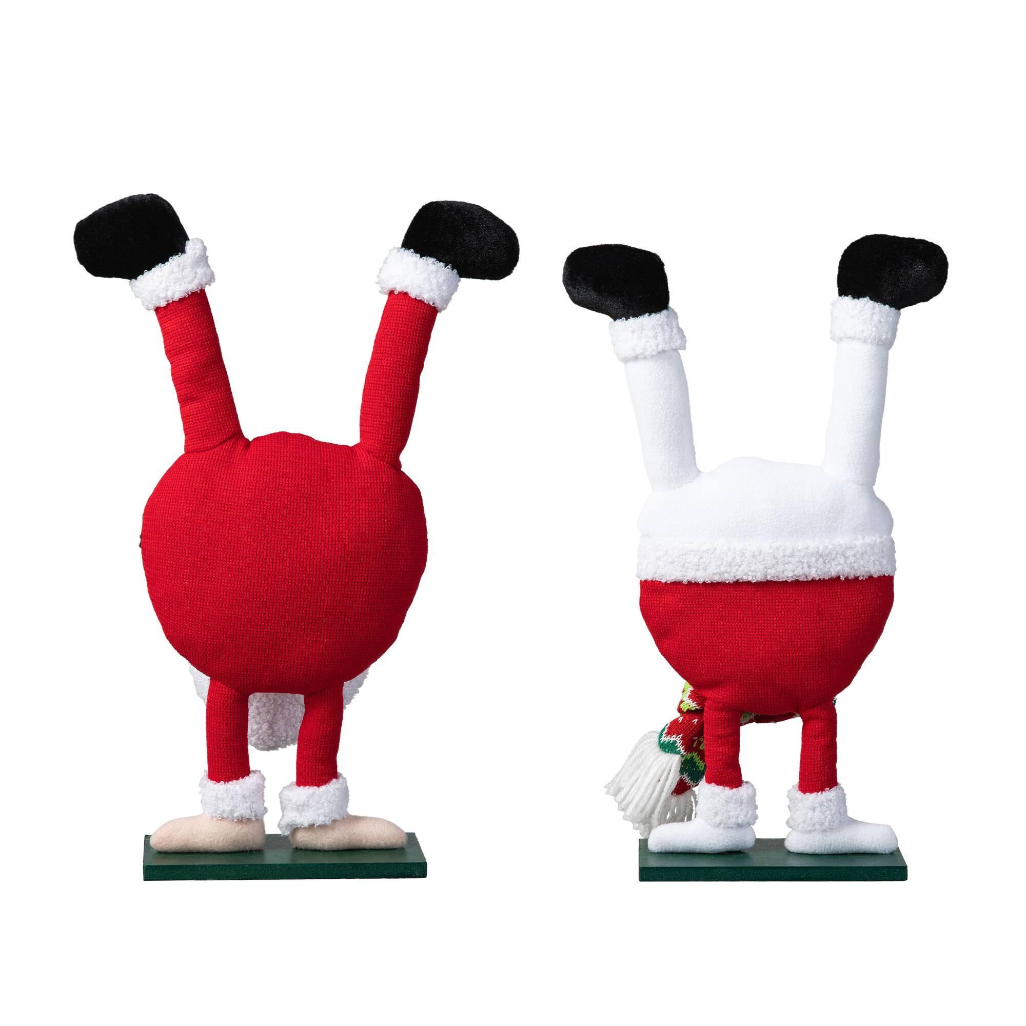 Glitzhome® Upside Down Fabric Santa & Snowman Table Décor Set