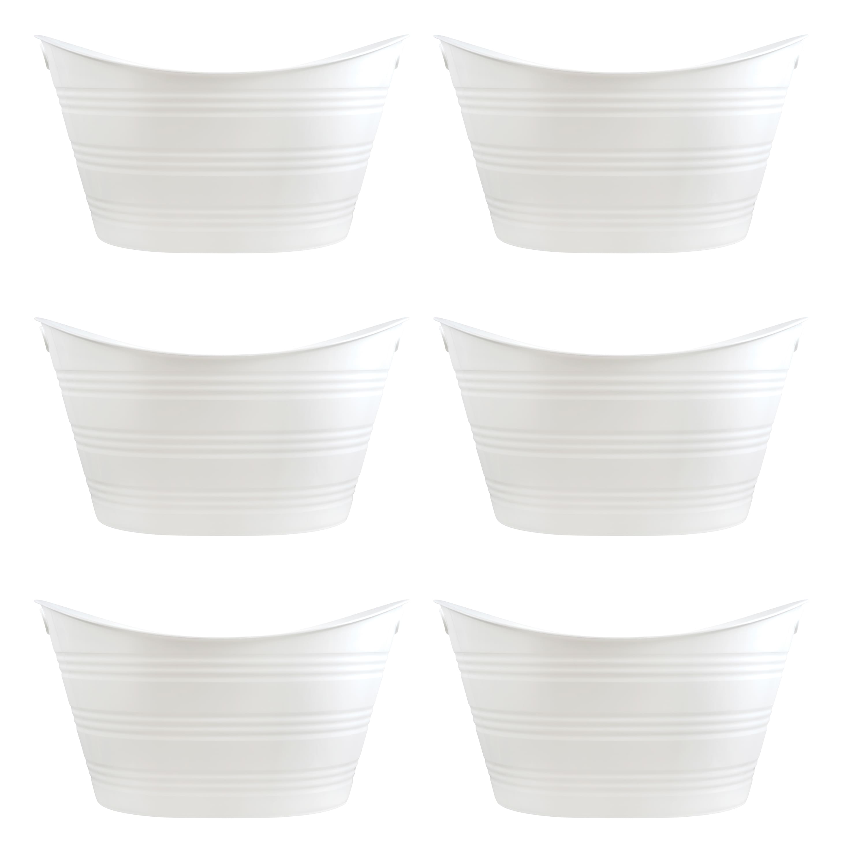 6 Pack: White Oval Plastic Tub by Celebrate It&#x2122;