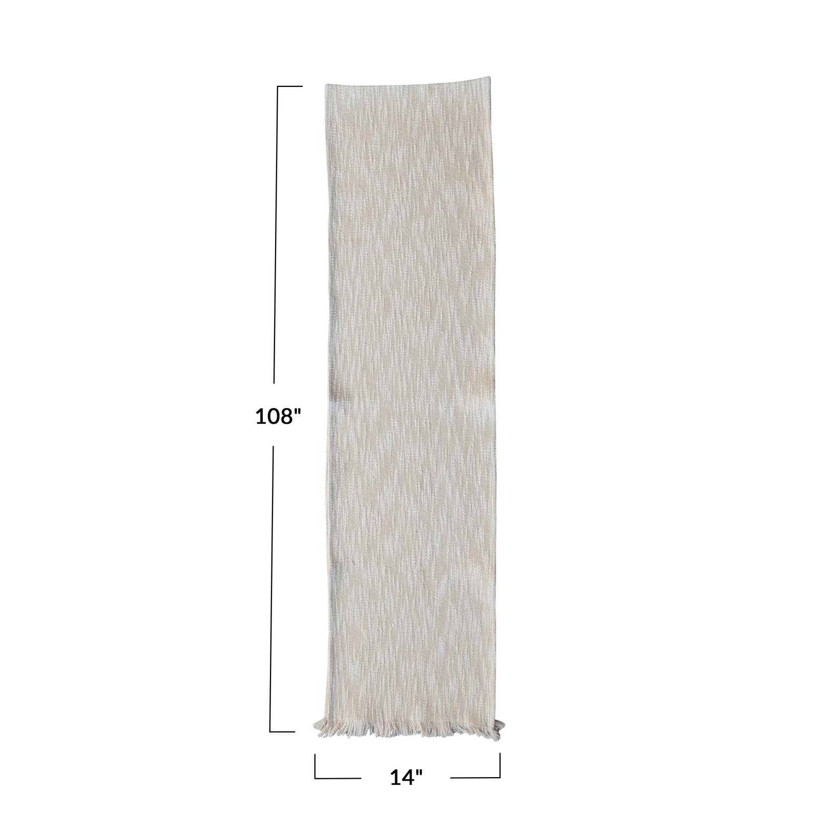 Hello Honey® 108" Natural Woven Cotton Slub Table Runner with Metallic Gold Thread & Fringe