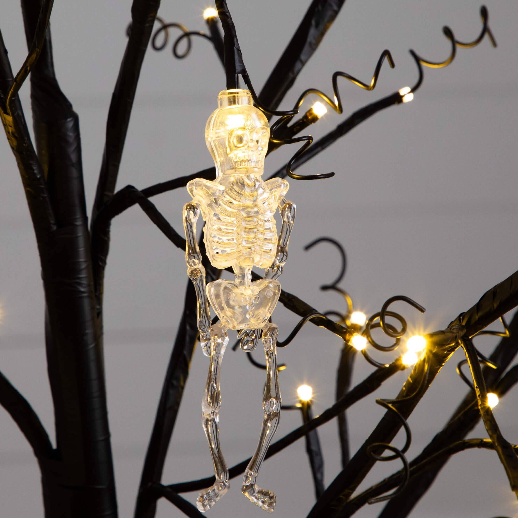 5ft. Pre-Lit Artificial Halloween Pumpkins and Skulls Ornament Tree with 72 Warm White LED Lights