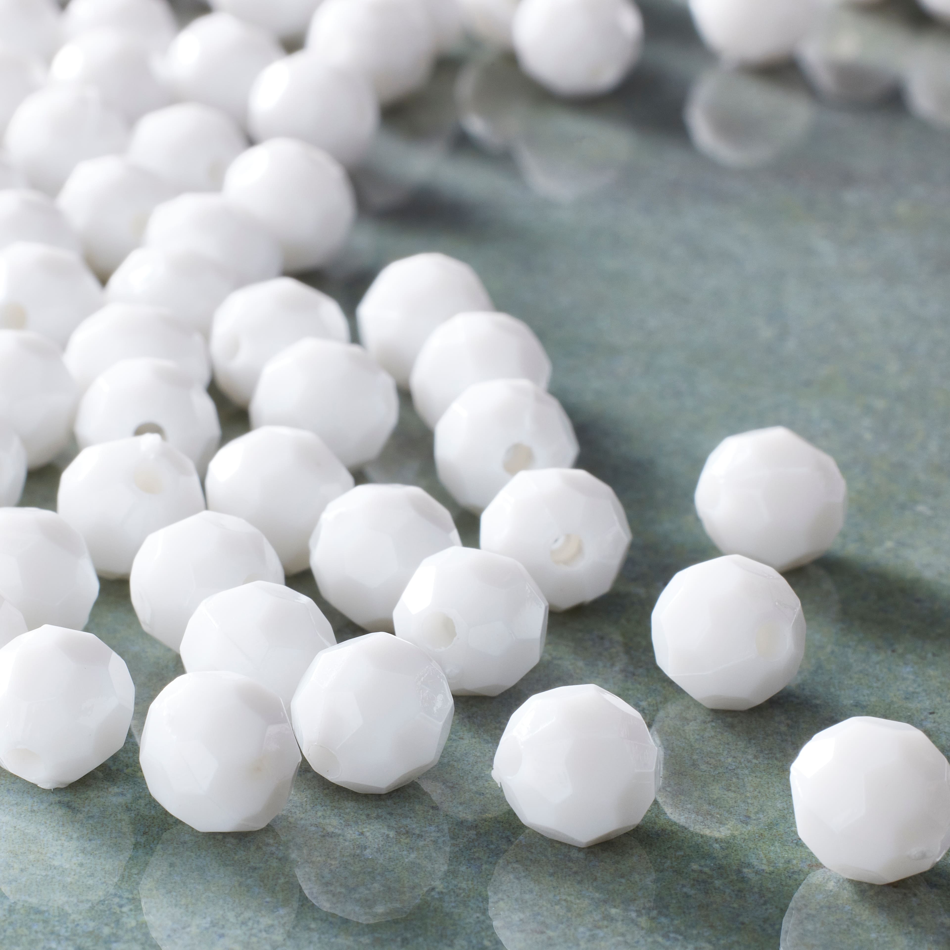 12 Pack: White Faceted Acrylic Round Craft Beads by Bead Landing&#x2122;, 8mm
