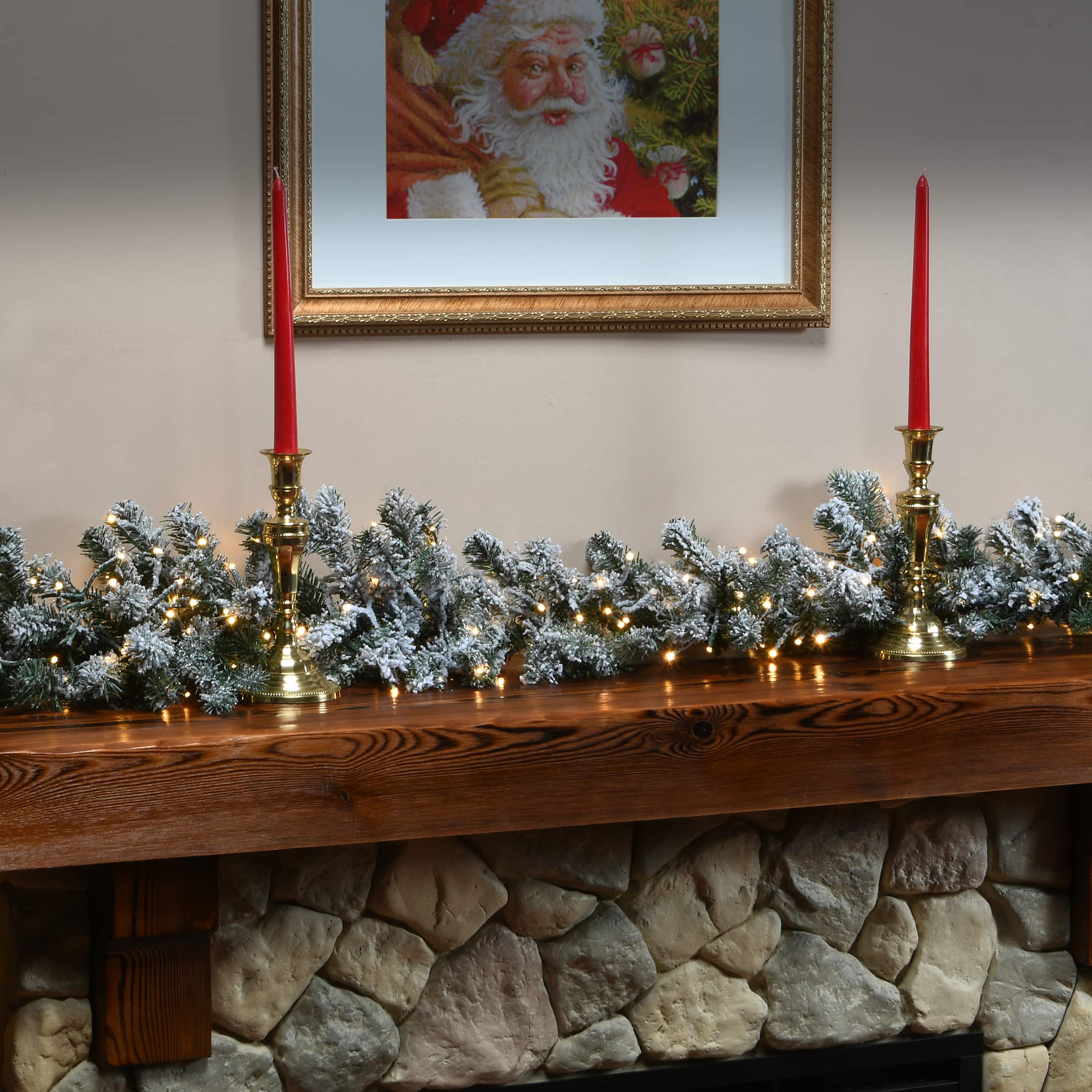 9ft. Pre-Lit LED Snowy Sheffield Spruce Garland