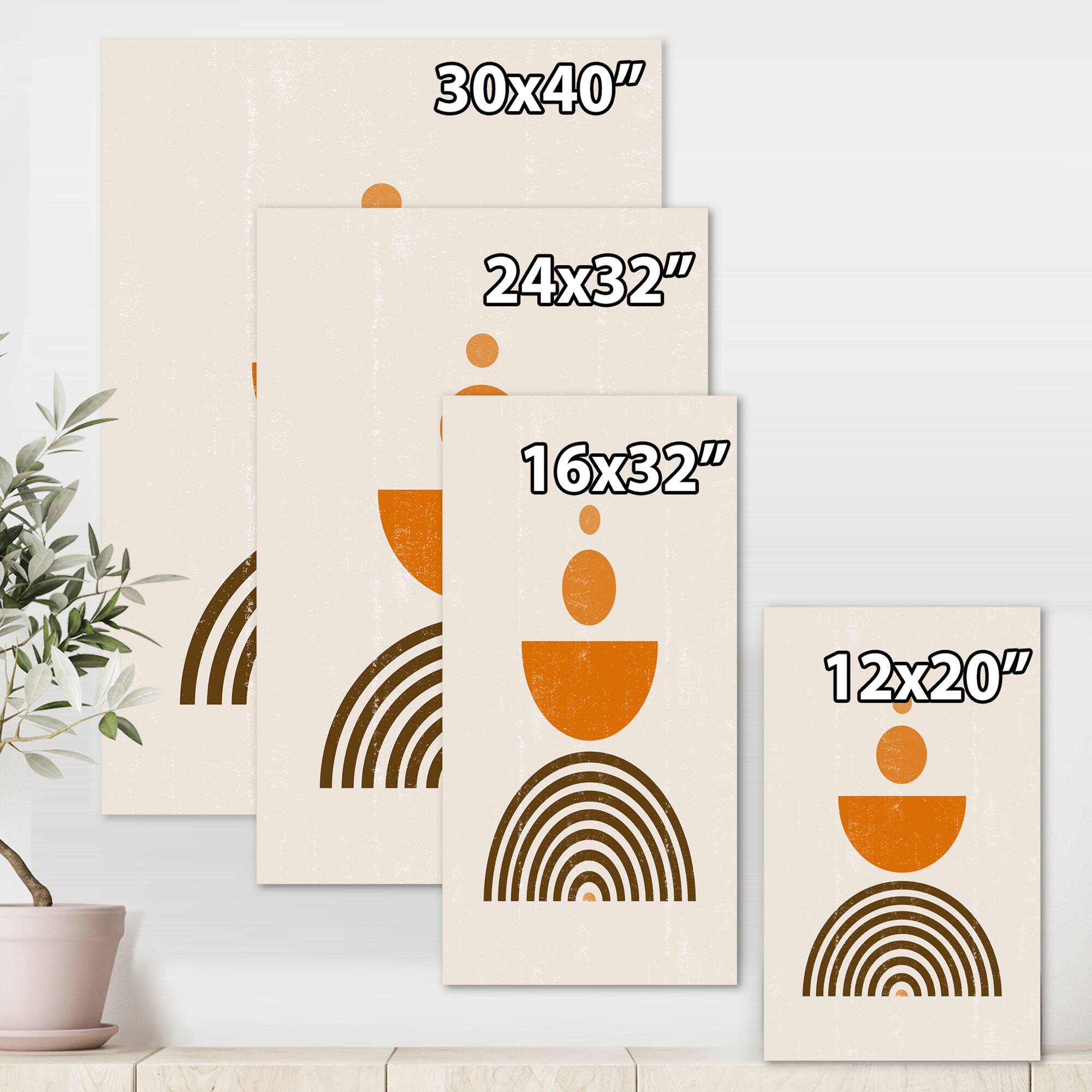 Designart - Abstract Rainbow Sun and Moon In Earth Tones V - Modern Canvas Wall Art Print