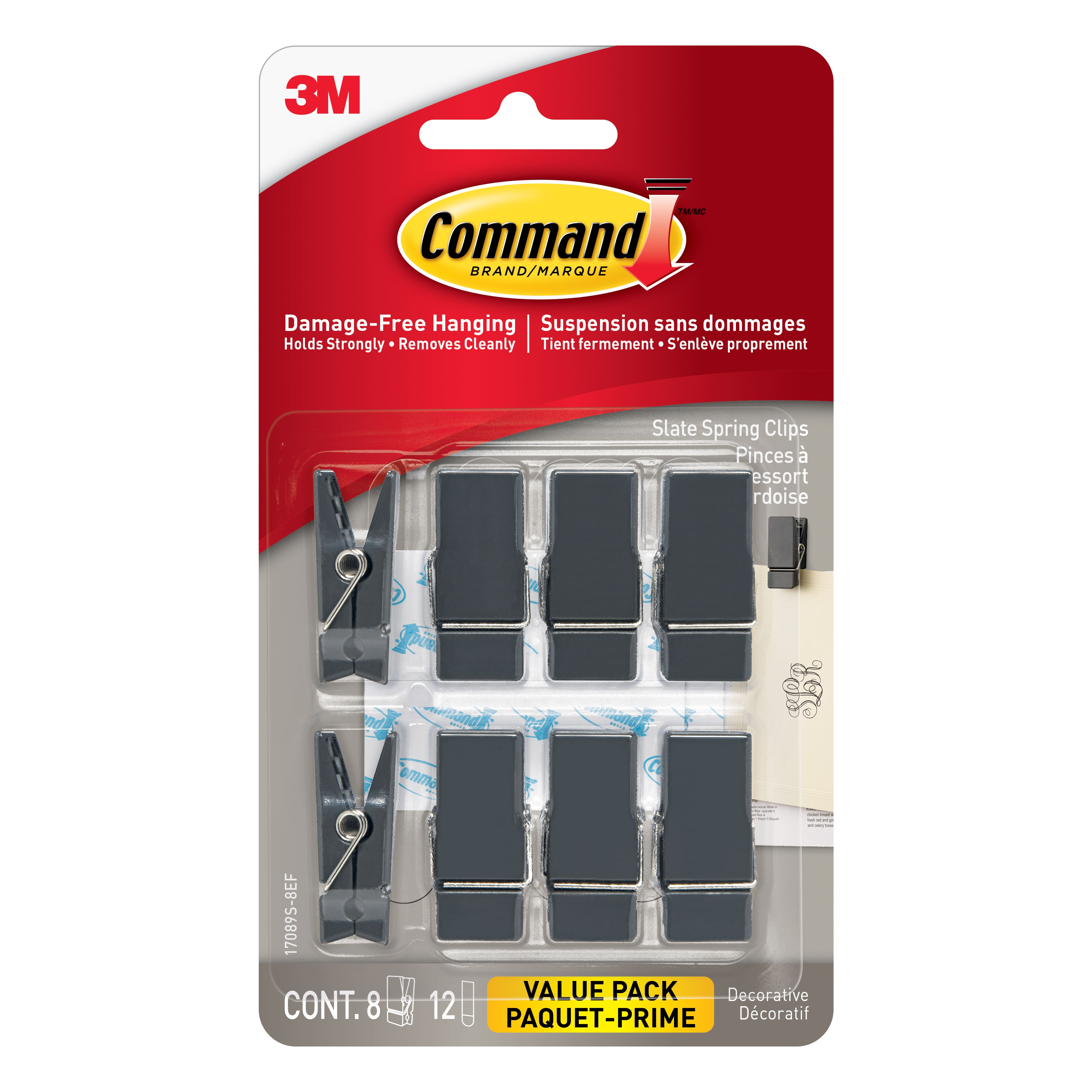 Command Spring Clips, Slate, 8-Clips (17089S-8ES)