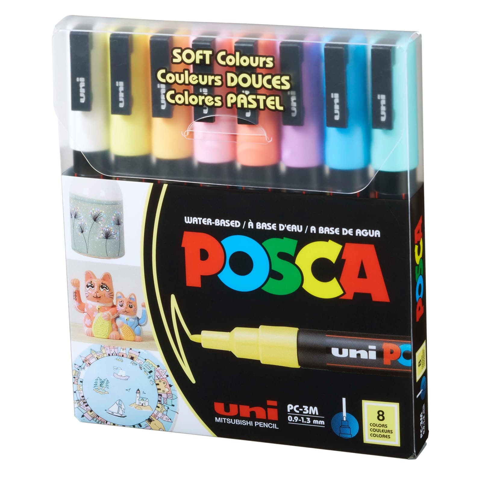 10 Packs: 8 ct. (80 total) Uni Posca PC-3M Fine Tip Soft Color Paint Markers