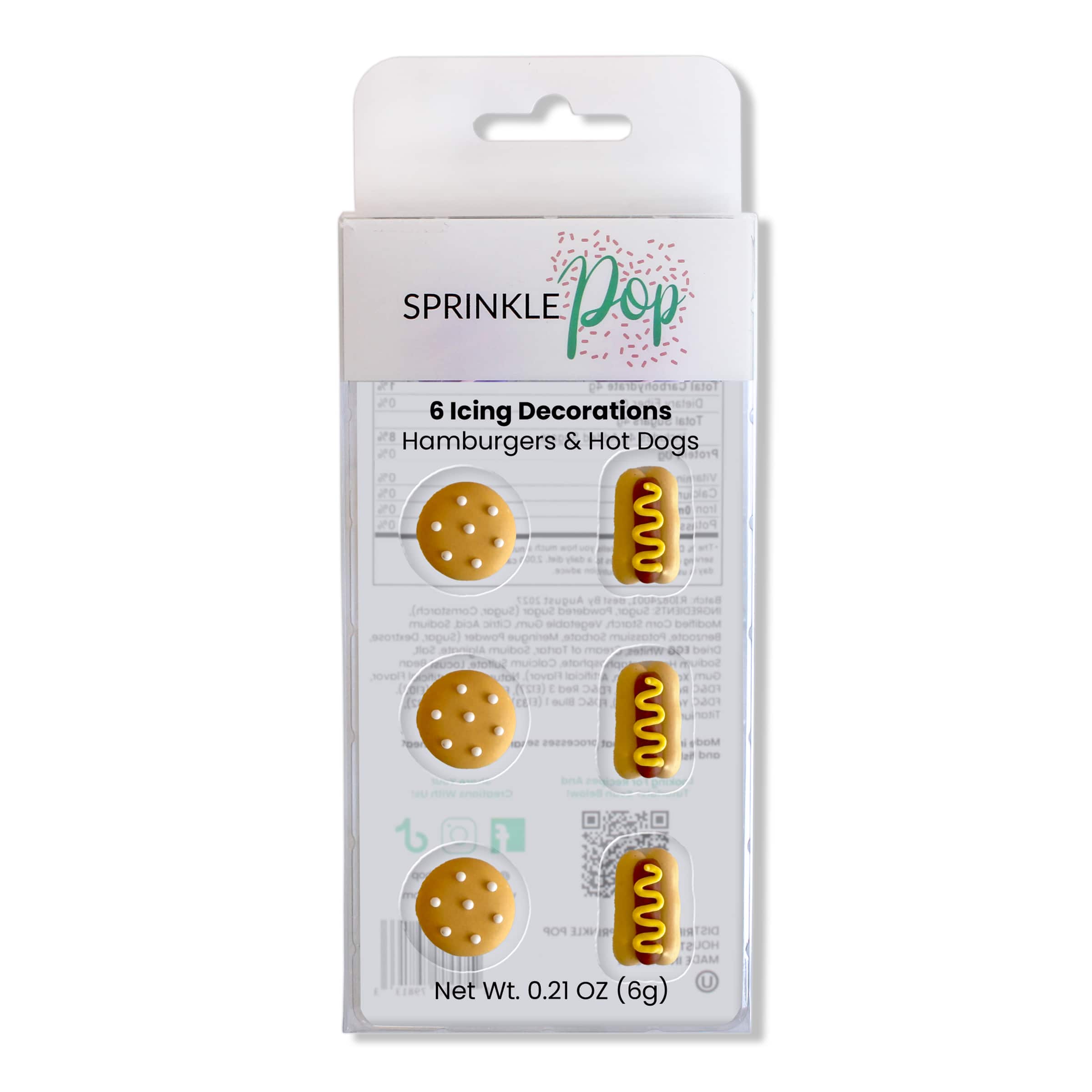 Sprinkle Pop Hamburger & Hotdog Icing Decorations