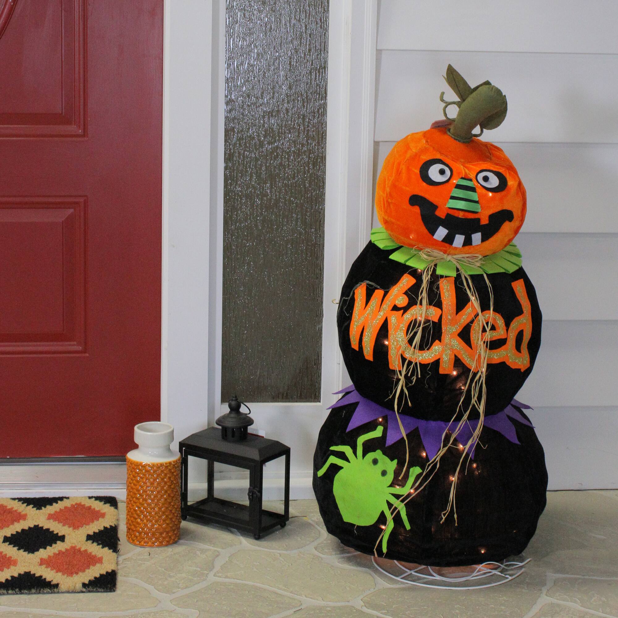 Pre-Lit Spooky "Wicked" Standing Halloween Jack-o-Lantern Pumpkin