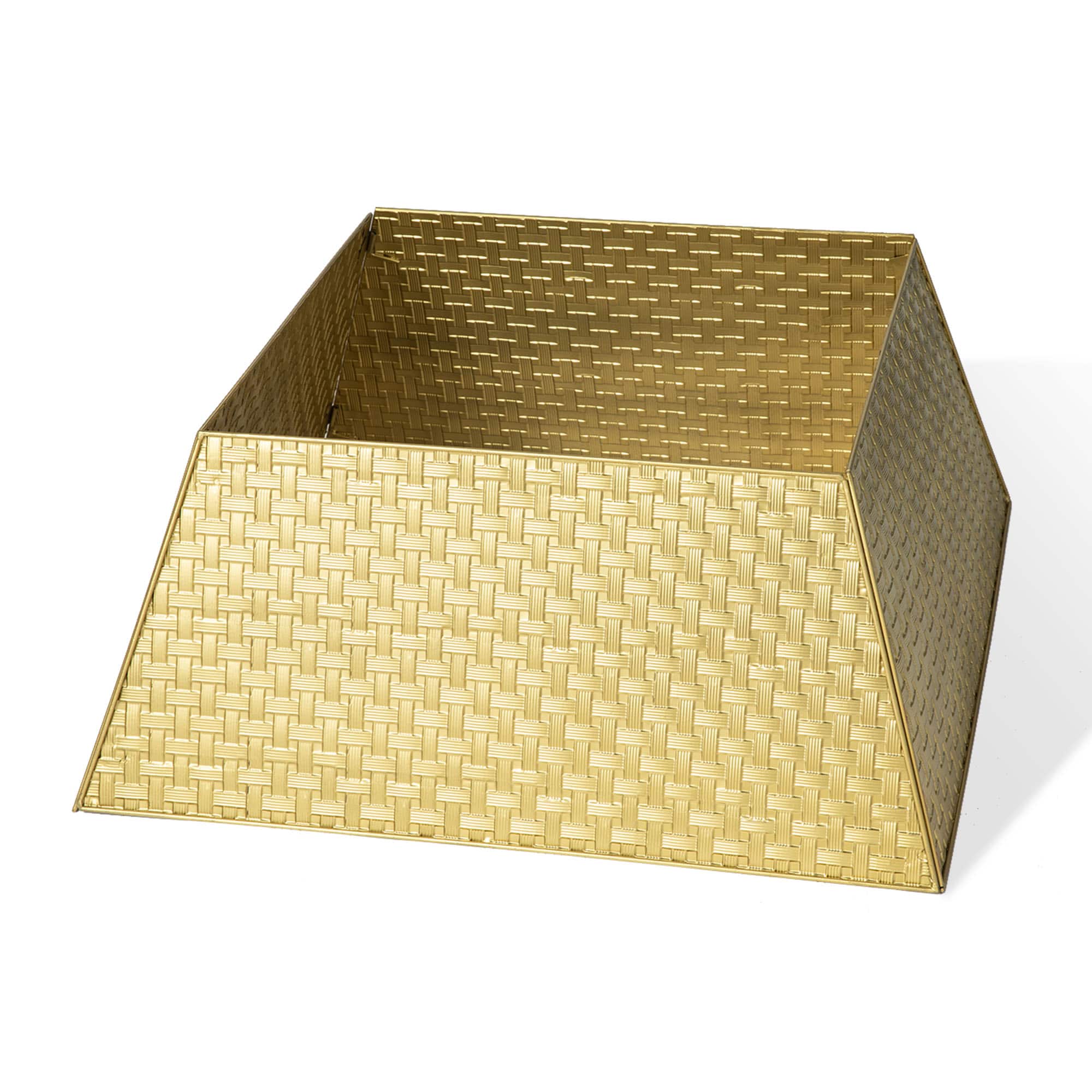 Glitzhome® 25.75" Gold Trapezoid Metal Weave Tree Collar