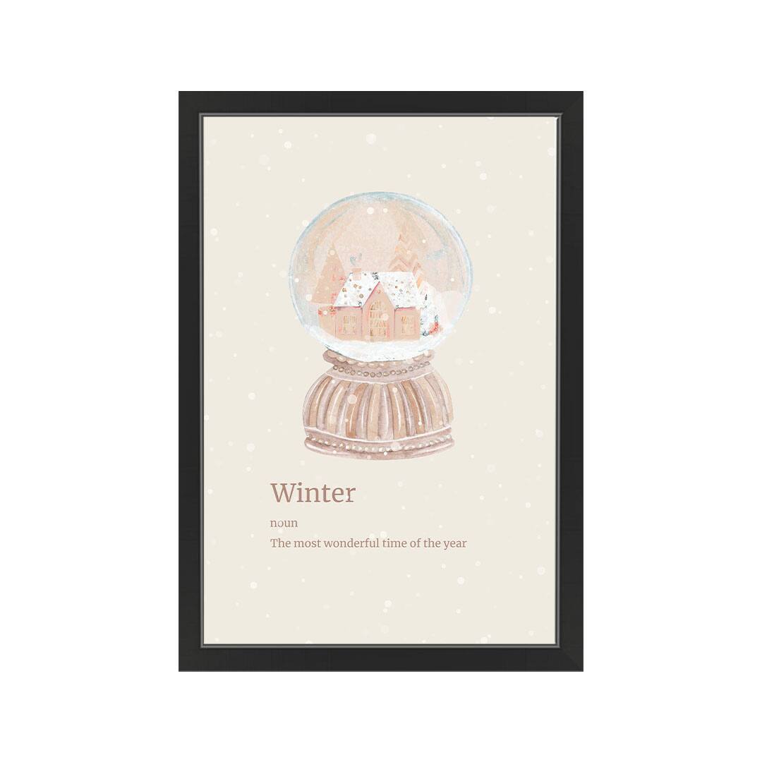 30&#x22; Snow Globe Winter Black Framed Print Wall Art
