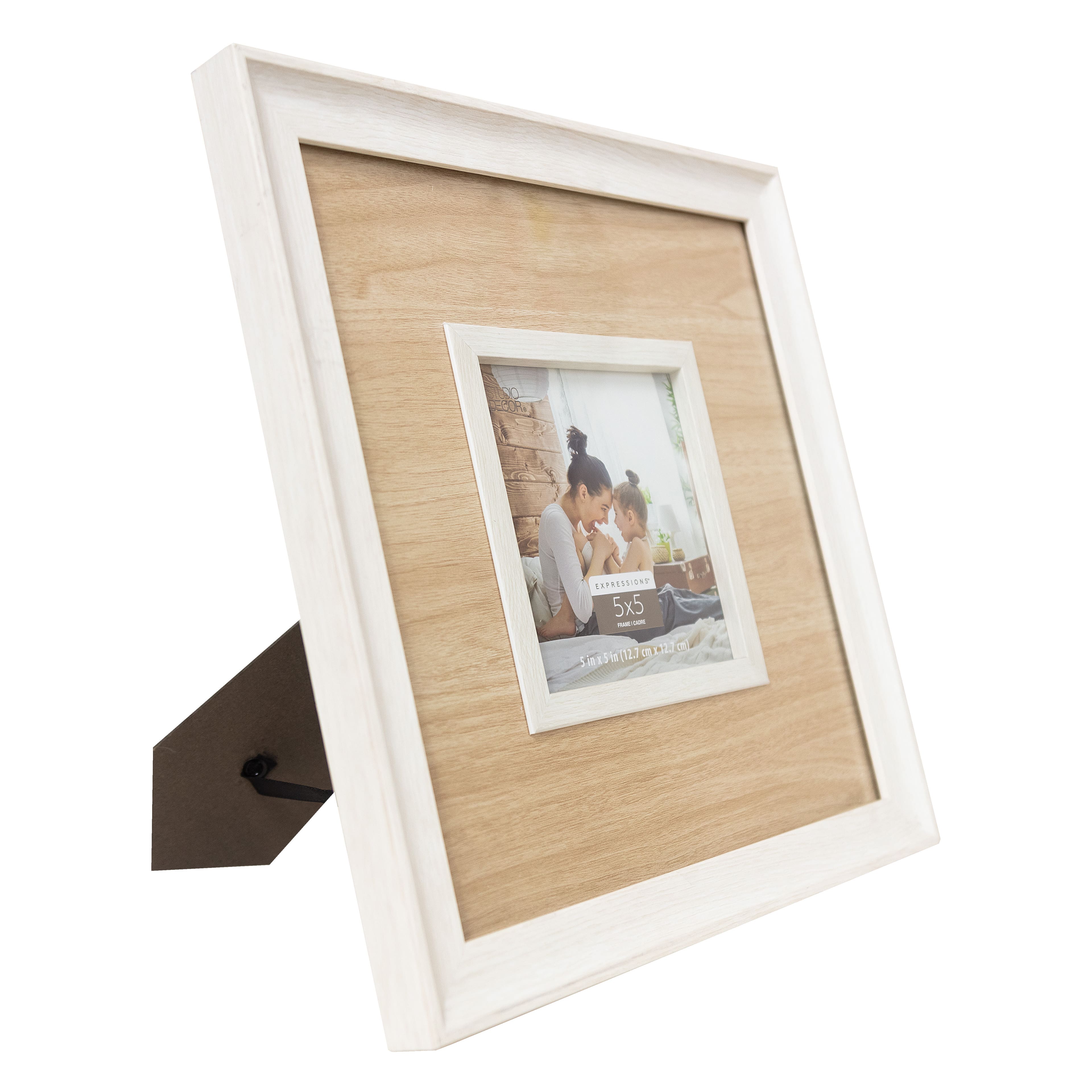 White 5&#x22; x 5&#x22; Frame with Natural Wood Grain Mat, Expressions&#x2122; by Studio D&#xE9;cor&#xAE;