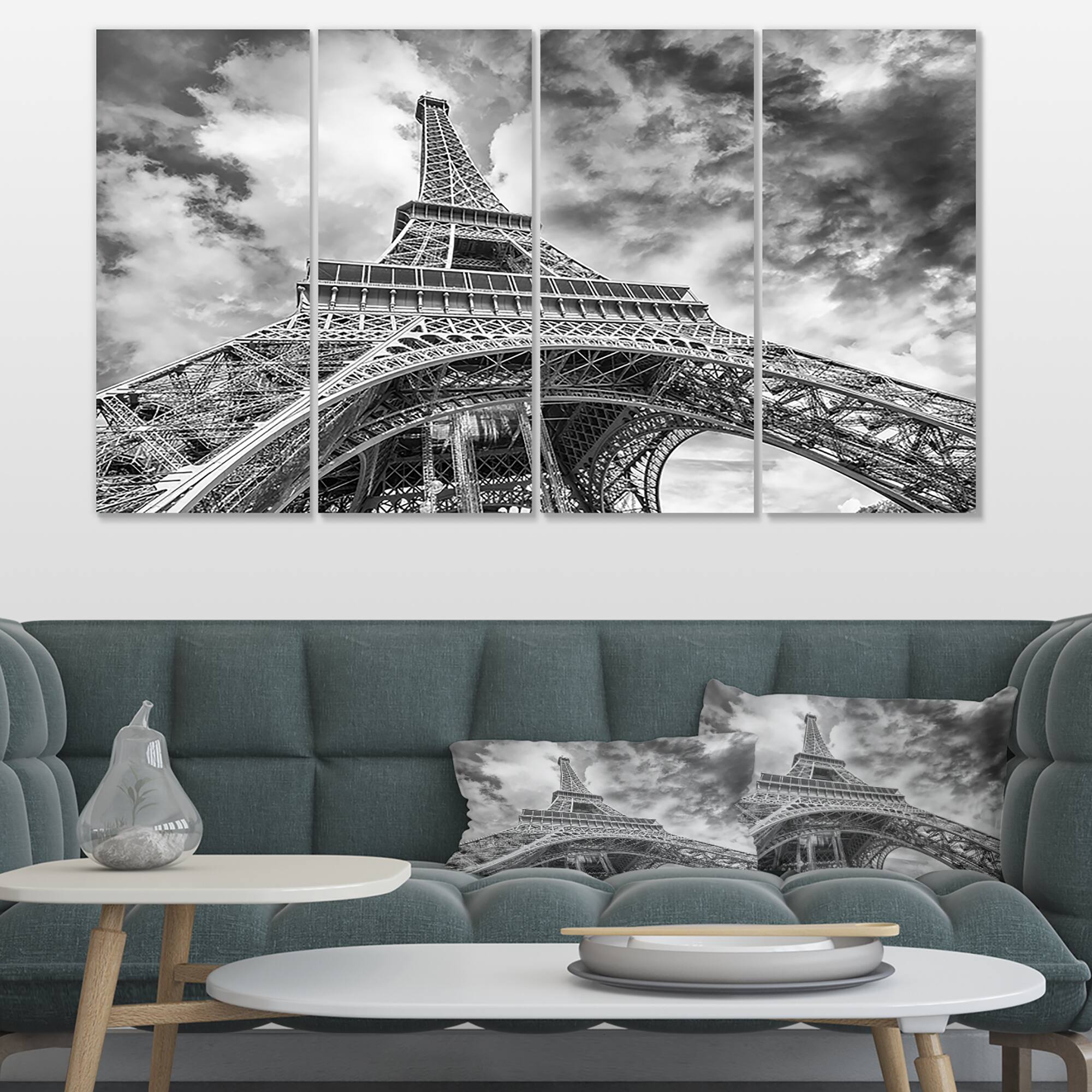 Designart - Black and White View of Paris Paris Eiffel Tower