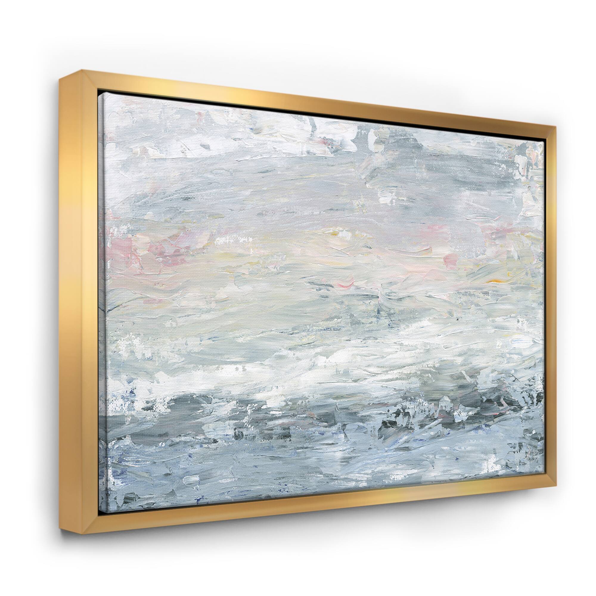 Designart - Gray Handpainted Abstract Watercolor II - Contemporary Canvas in Gold Frame