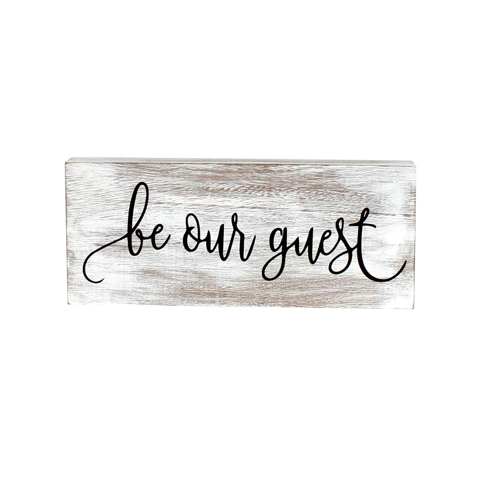 5 Whitewashed Be Our Guest Tabletop Sign By Ashland Michaels
