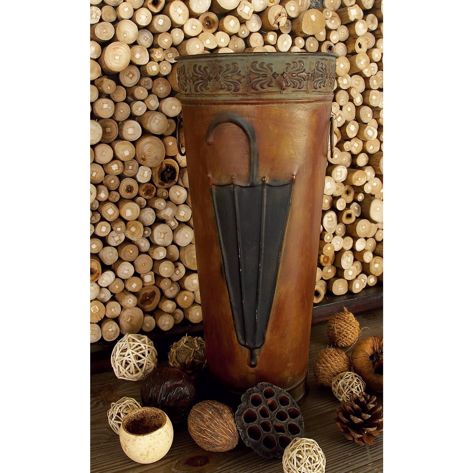 Set of 2 Brown Metal Rustic Vase, 21&#x22;, 16&#x22;