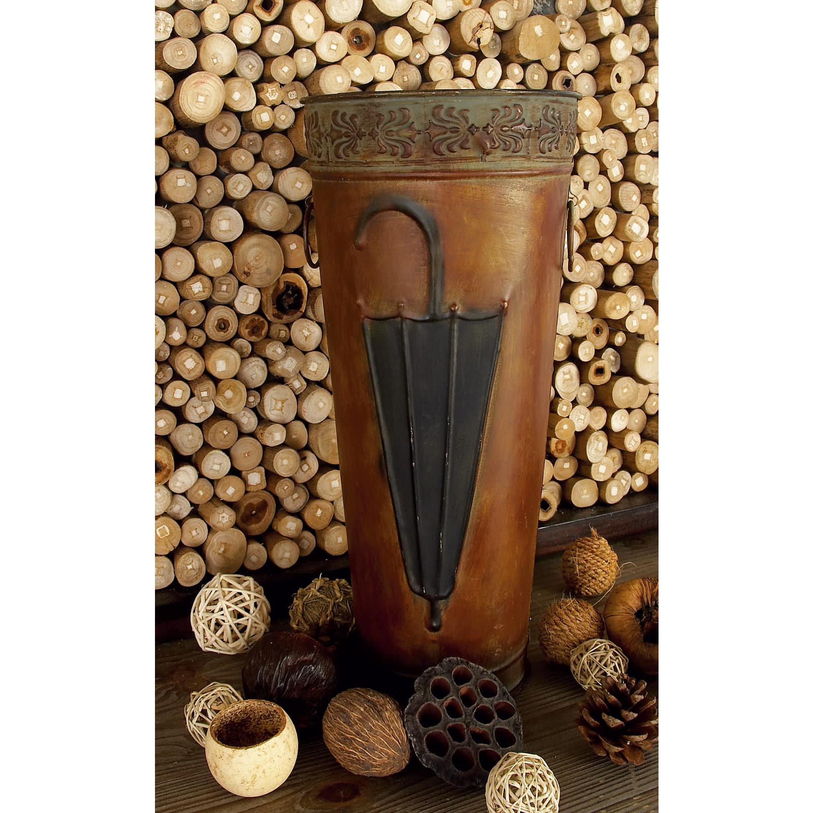 Set of 2 Brown Metal Rustic Vase, 21", 16"