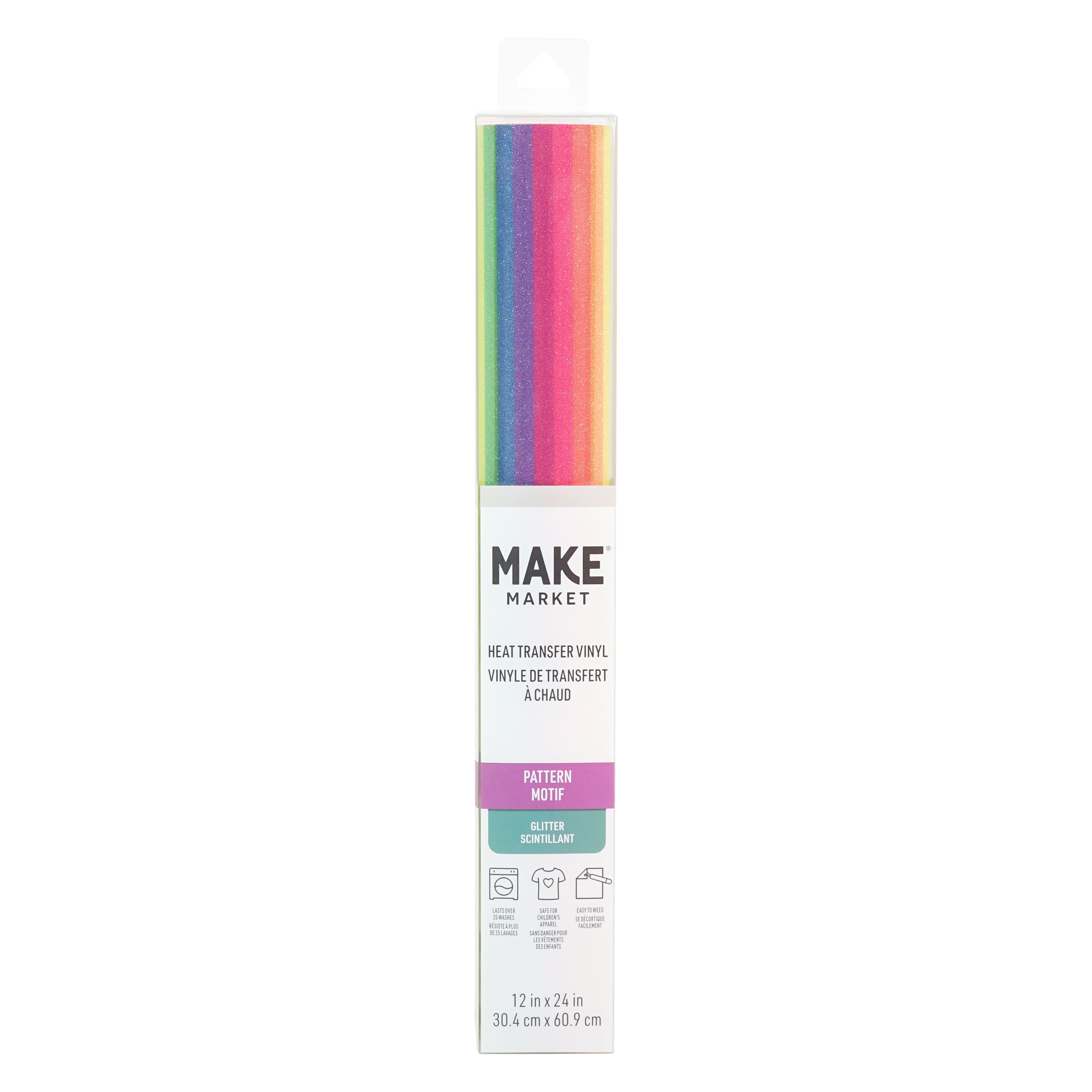 12 Pack: Glitter Rainbow Stripes Heat Transfer Vinyl by Make Market®