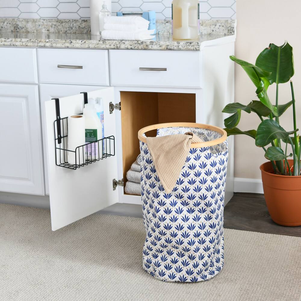 Household Essentials Krush Bamboo Rimmed Hamper (Round, Blue)