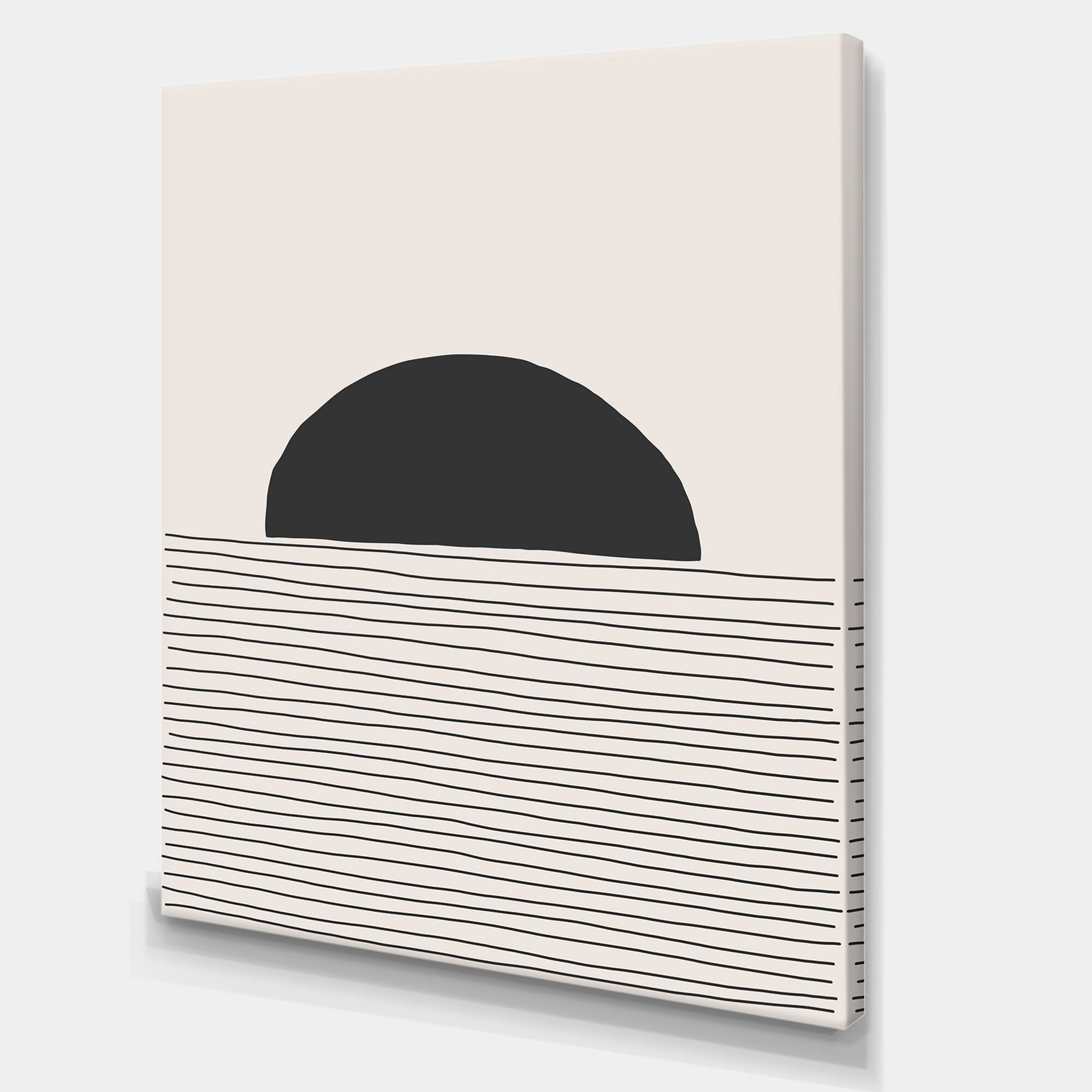 Designart - Minimal Geometric Lines And Circle V - Modern Canvas Wall Art Print